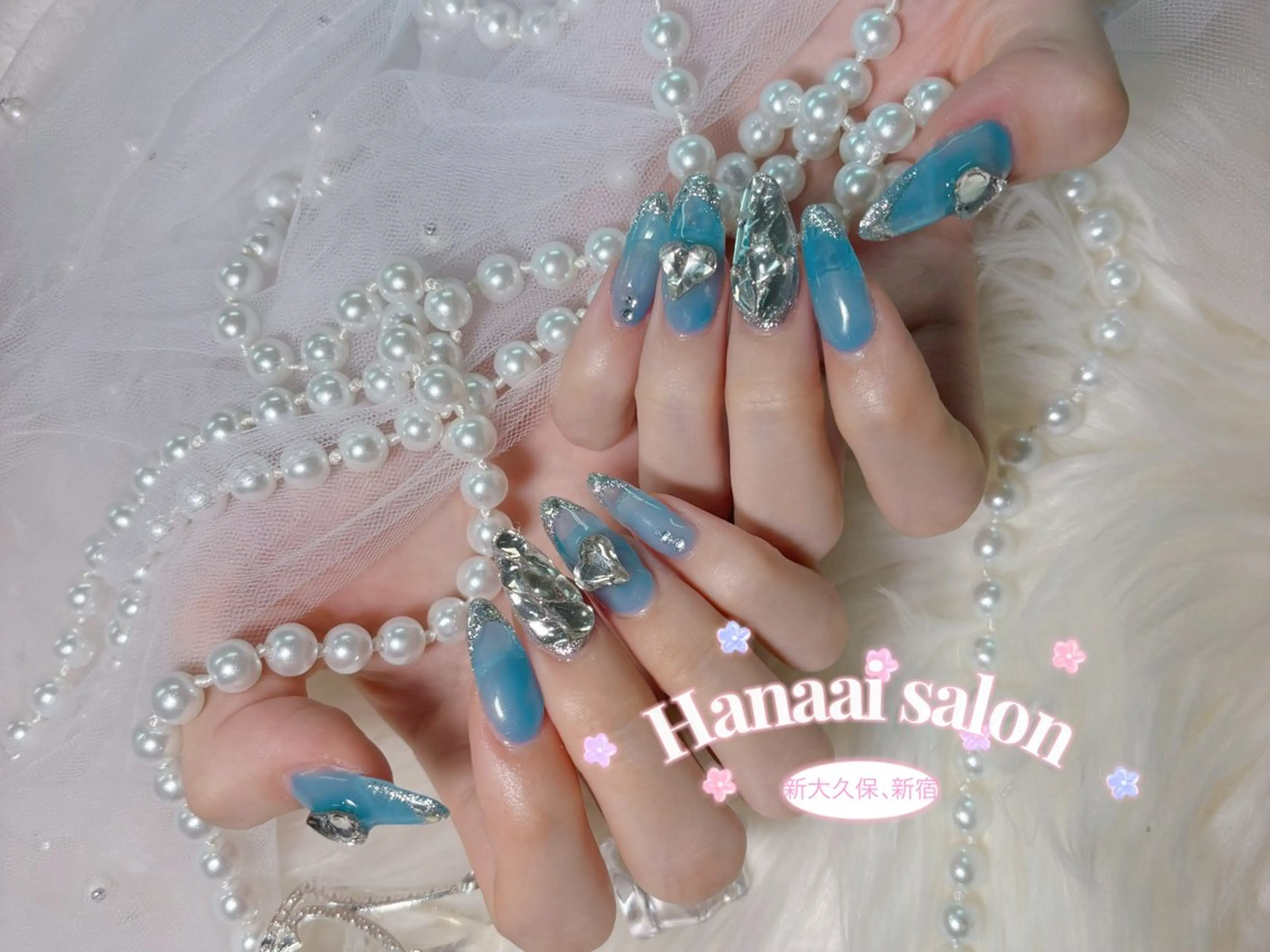 セミロング ハンドネイル Hanaai Salon新大久保店のネイルデザイン
