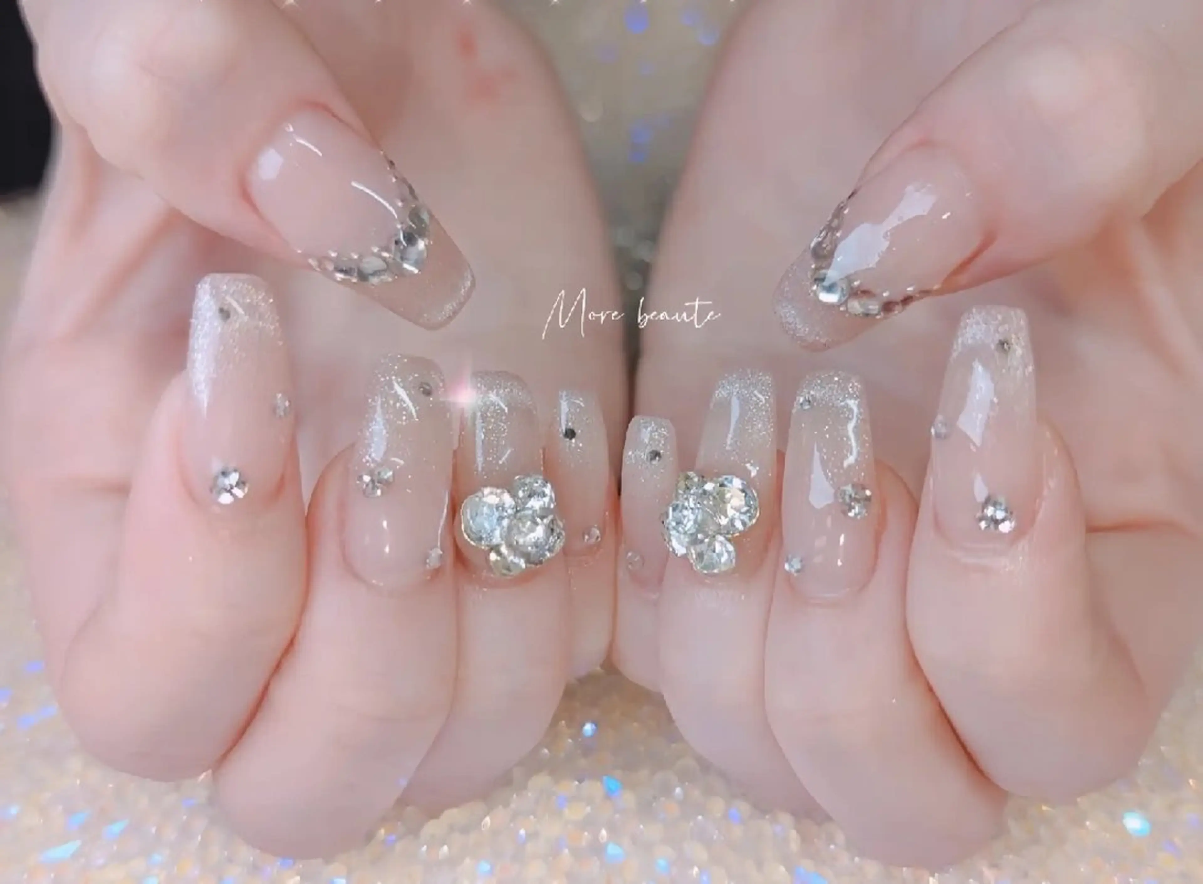 ネイル 長さ出し ジェルネイル ハート 韓国ネイル マグネットネイル ハンドネイル I LOVE ME NAIL.｡.:*♡のネイルデザイン