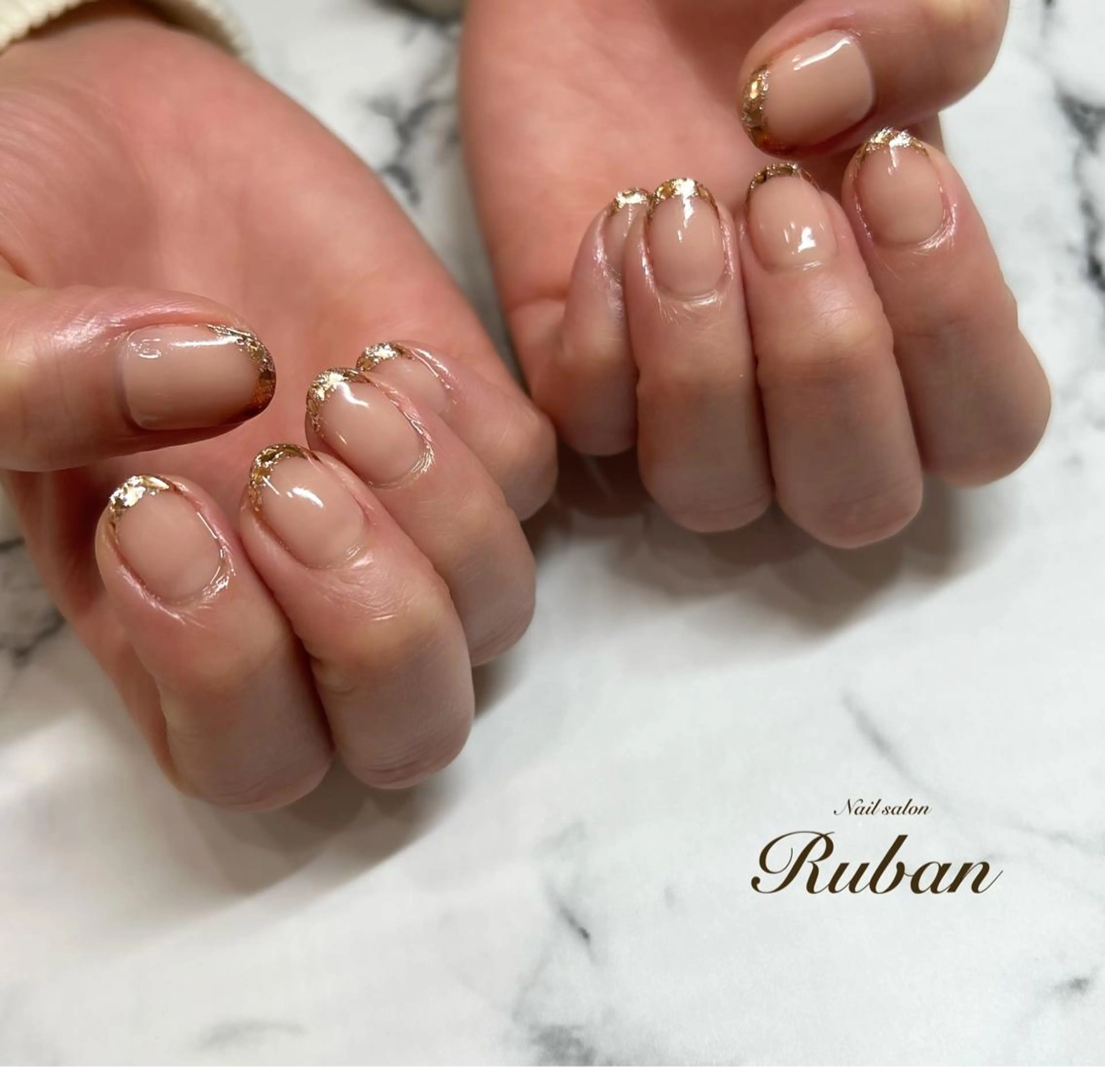 ネイル 入学式 フレンチネイル ガラスフレンチ 卒業式 ブライダルネイル Nail salon Rubanのネイルデザイン