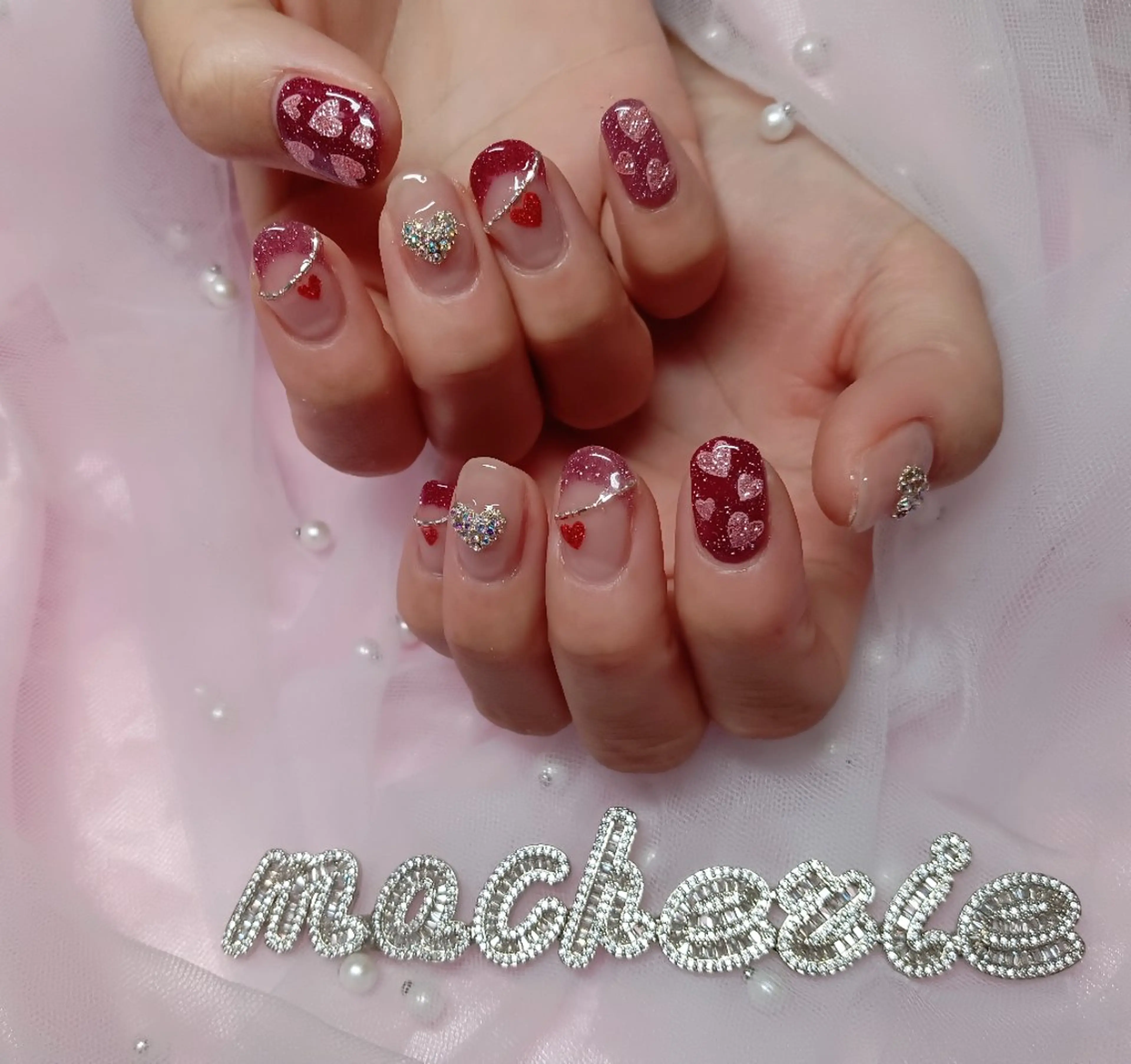 ネイル ハート ハンドネイル Nail Salon macherieのネイルデザイン