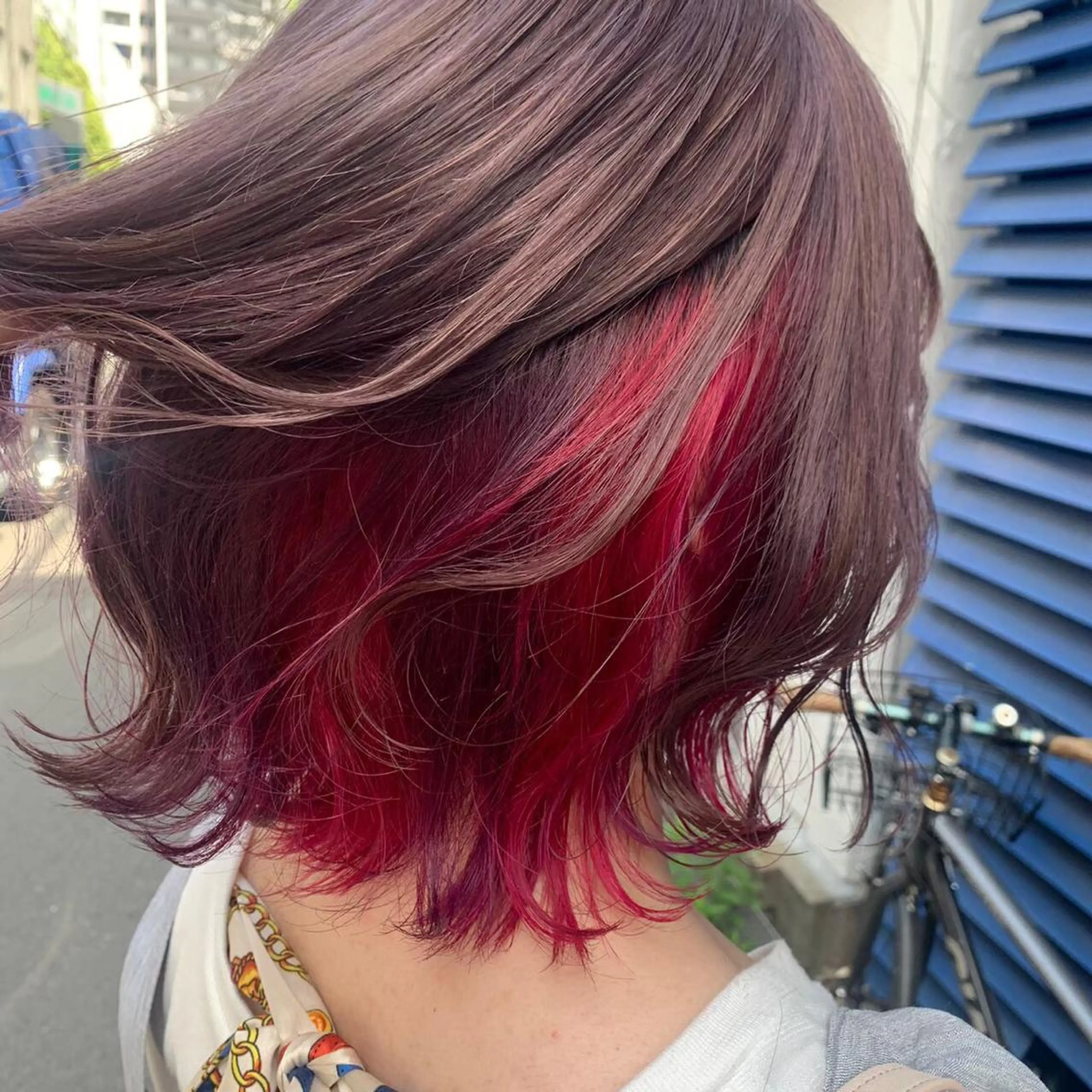 ミディアム カラー ヘアアレンジ キッズ アディクシーカラー バレイヤージュ ミストバング ベージュカラー 黒髪 カラー特化サロン Eir心斎橋のヘアスタイル