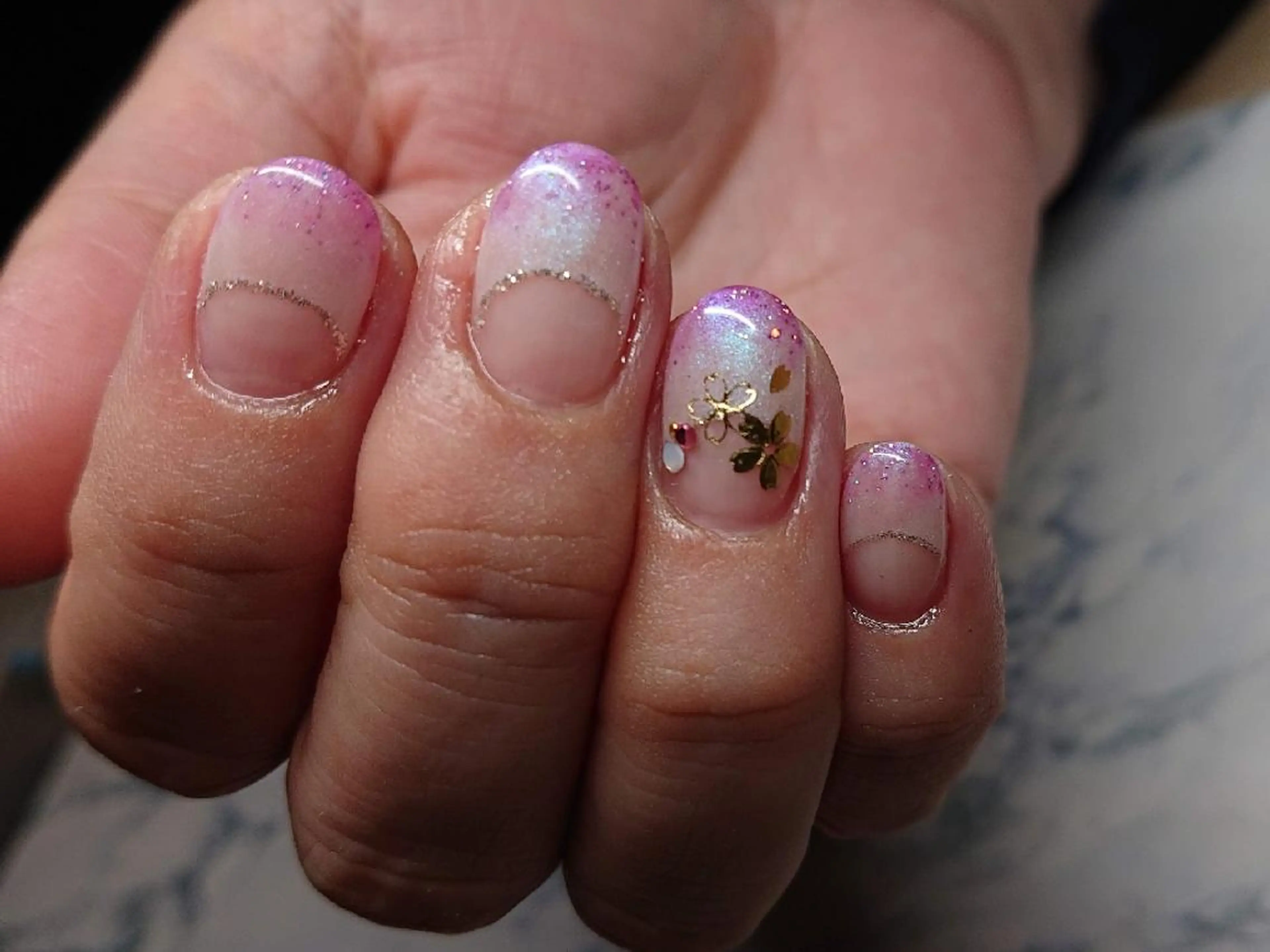 ネイル 桜ネイル フレンチネイル 逆フレンチ SJNAILS  GINZAのネイルデザイン