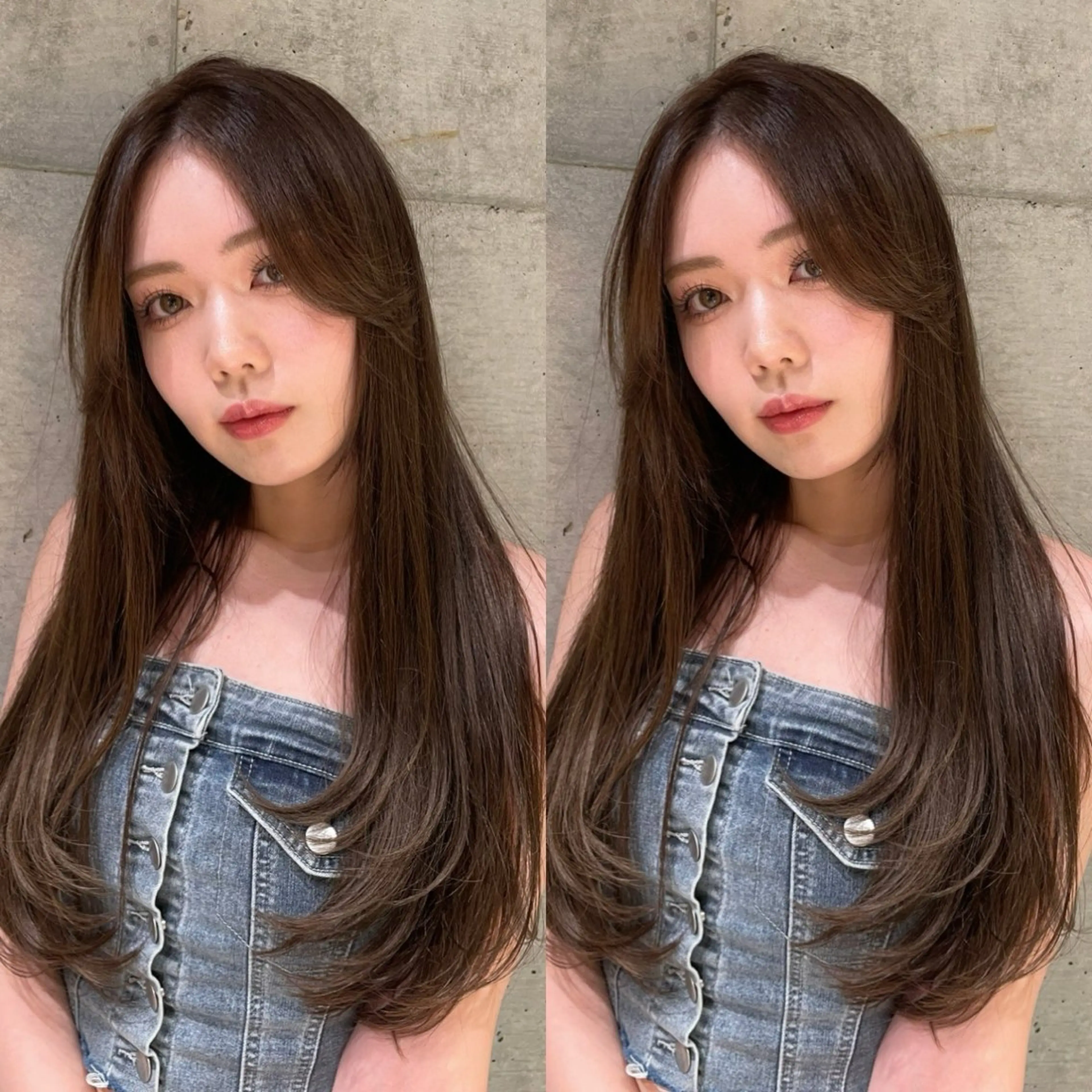 ロング くびれヘア 韓国風ヘア レイヤーカット 小顔カット ワンホンヘア カット ヘアカラー トリートメント 博多ベージュ 🐻松井傑のヘアスタイル