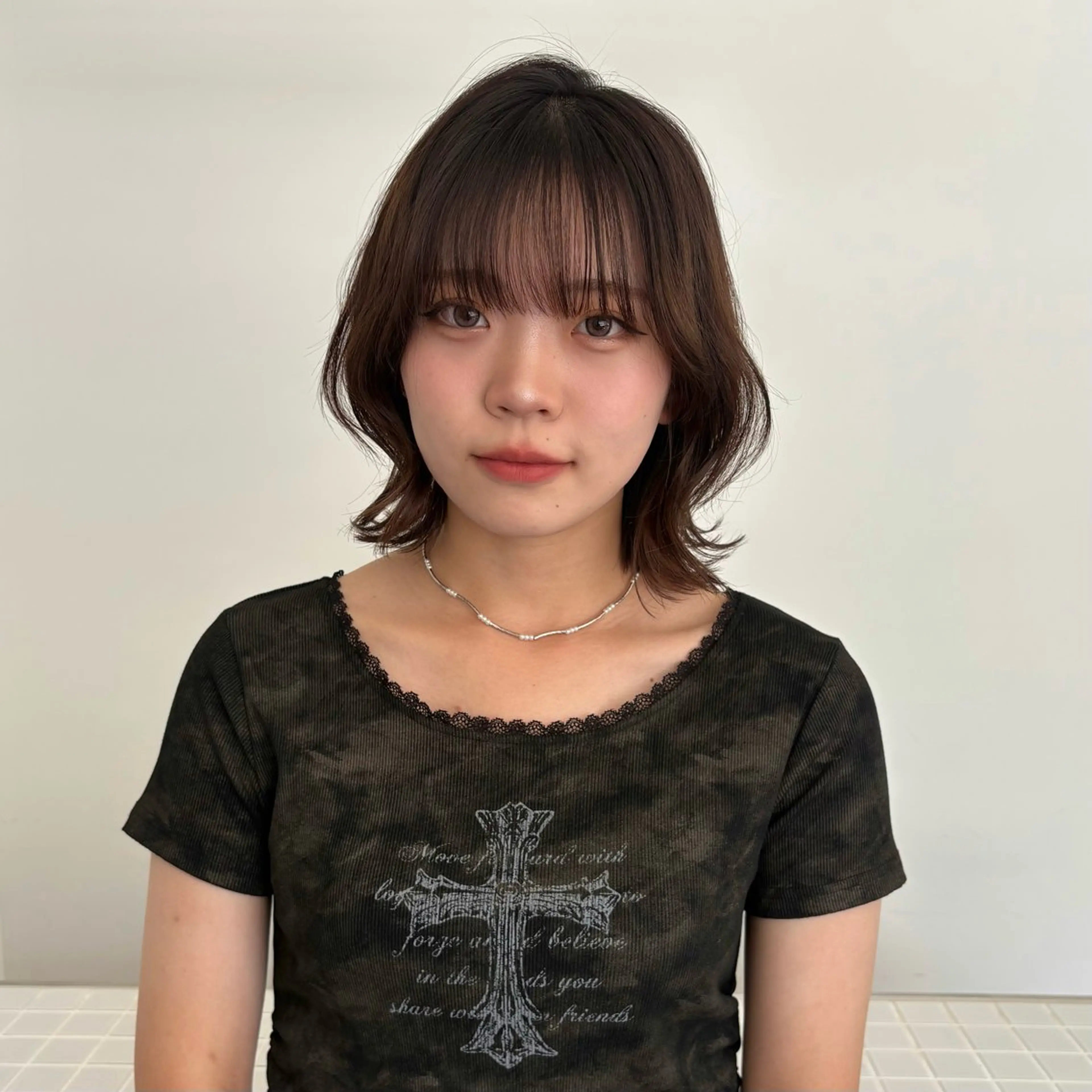 ミディアム カラー くびれヘア レイヤーカット カット ヘアカラー トリートメント SHICUNE /ミホのヘアスタイル