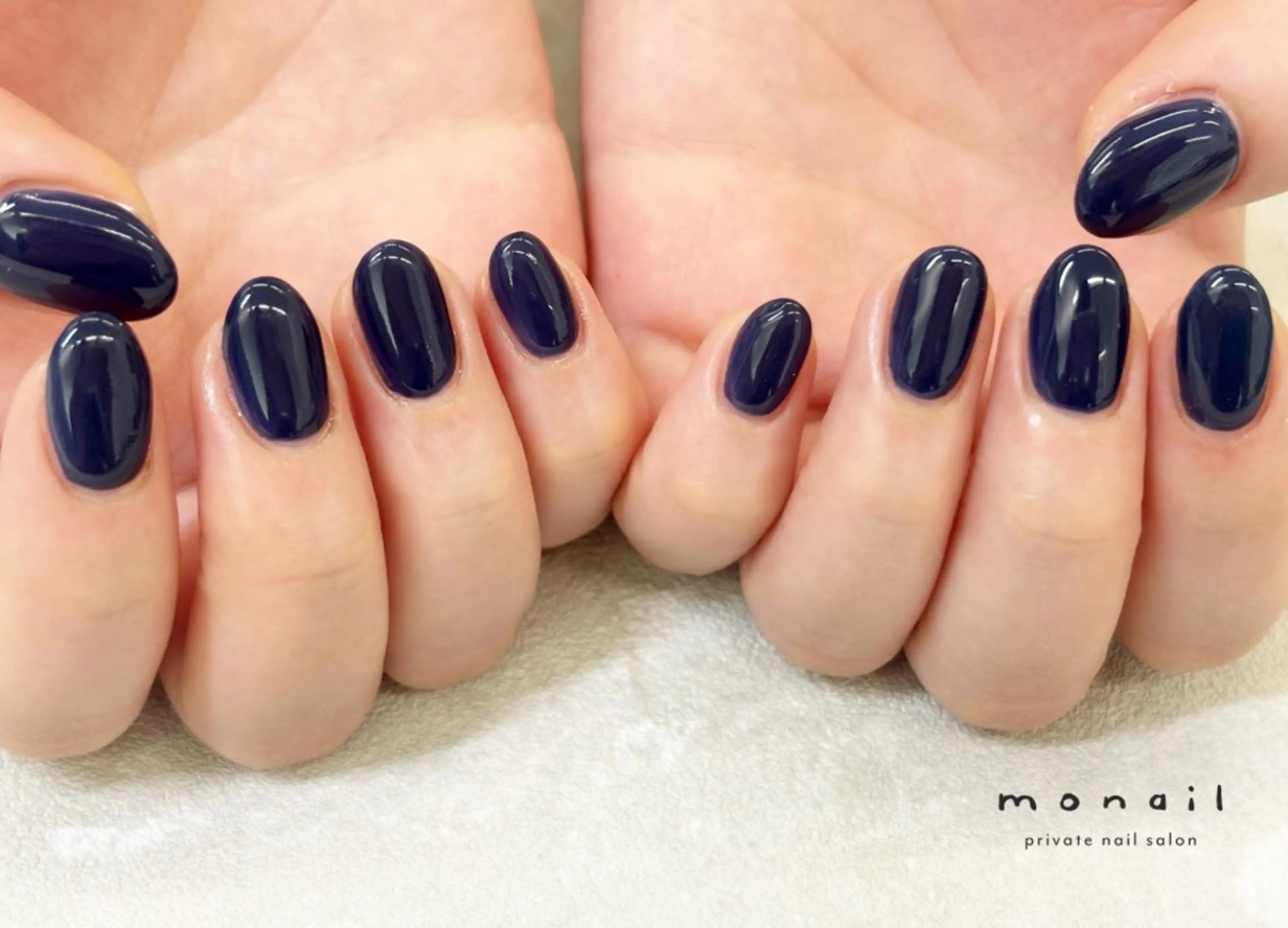 ネイル ネイビー ワンカラーネイル ハンドネイル nail salon monailのネイルデザイン