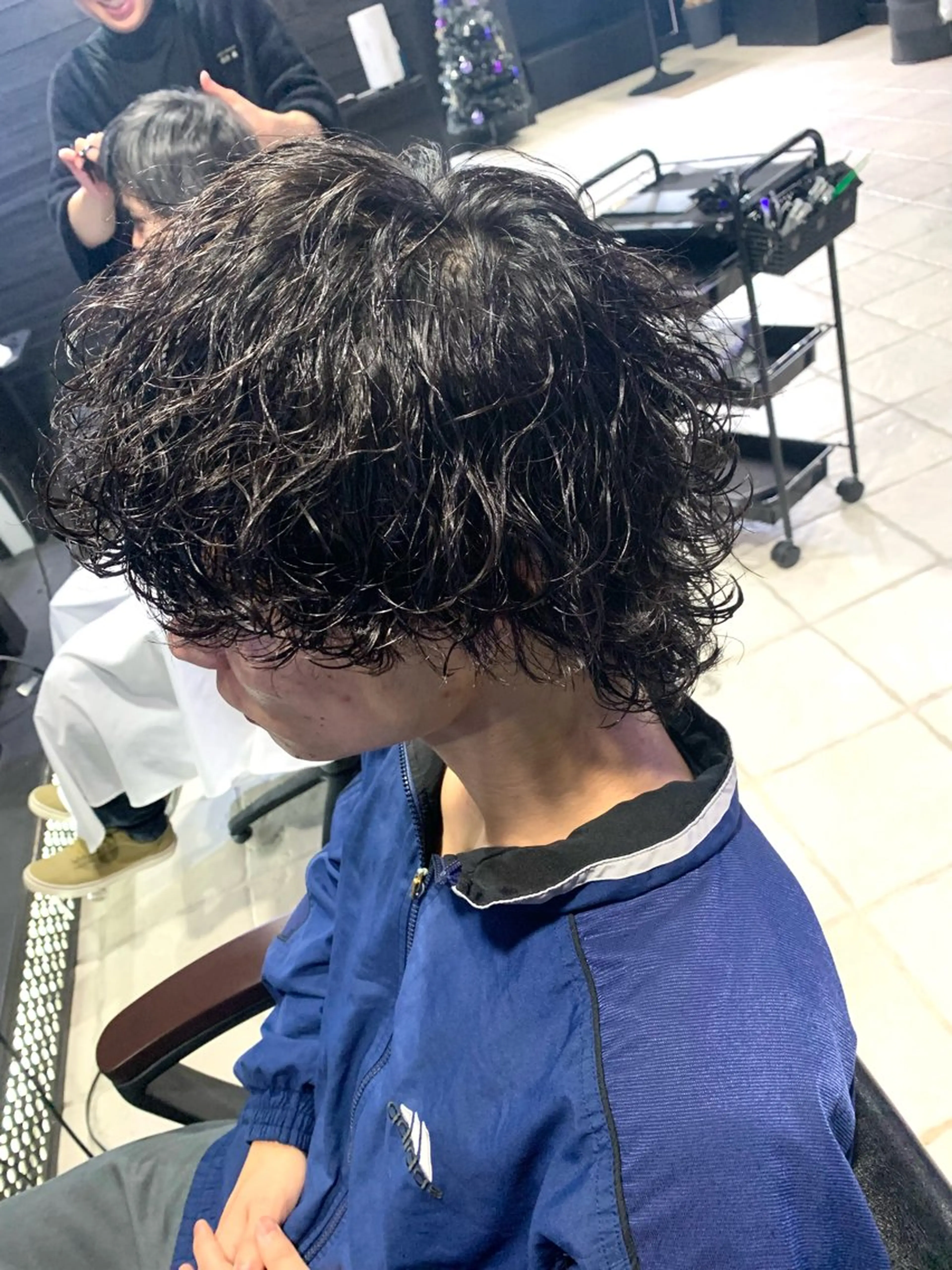 ミディアム ミディアムパーマ ウルフカット カット パーマ ヘアセット メンズパーマ/難波/ 心斎橋　室園亮佑のヘアスタイル