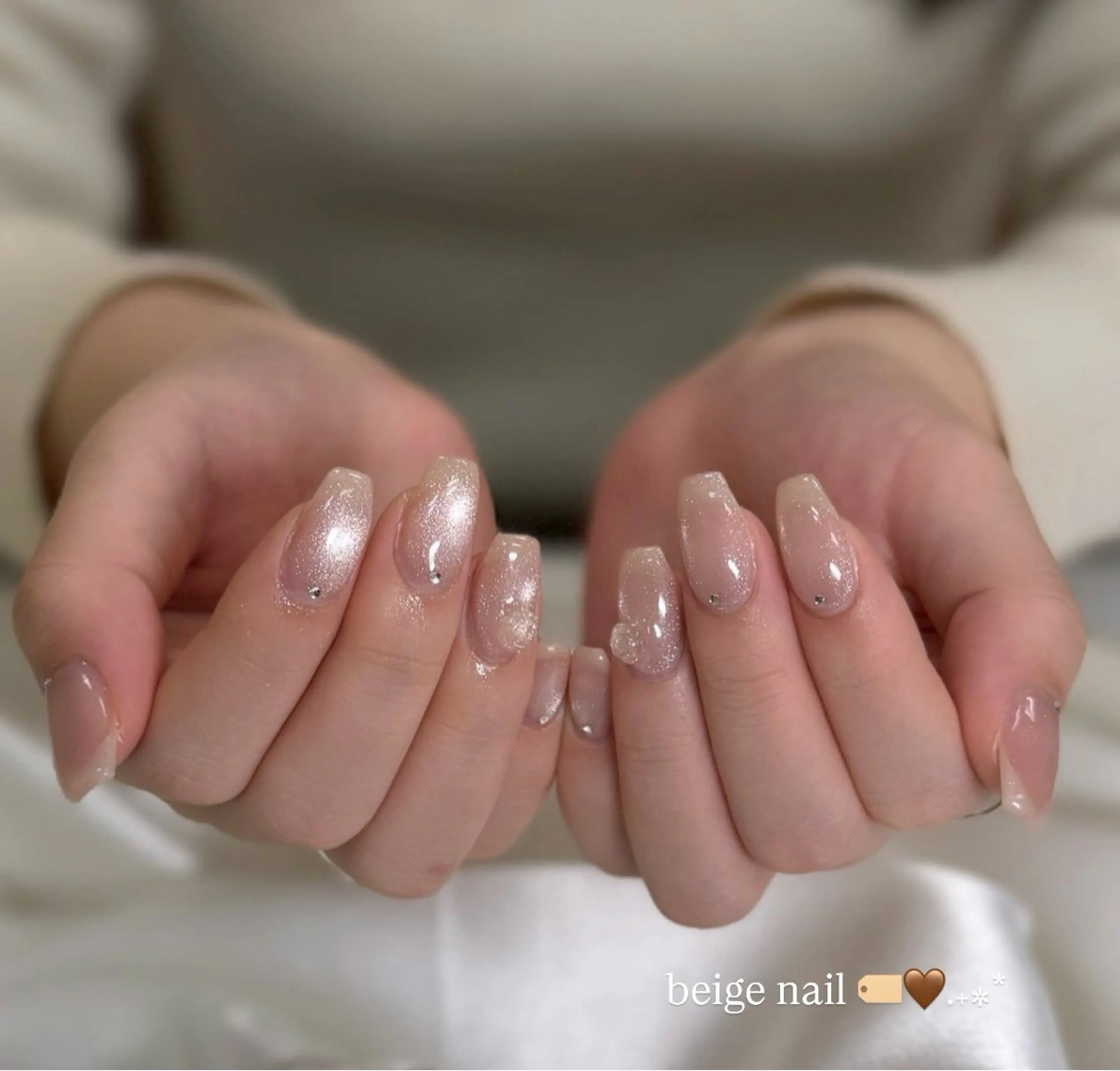 ネイル フレンチネイル 韓国ネイル ロングネイル マグネットネイル ピンク ハンドネイル Moana manamiのネイルデザイン