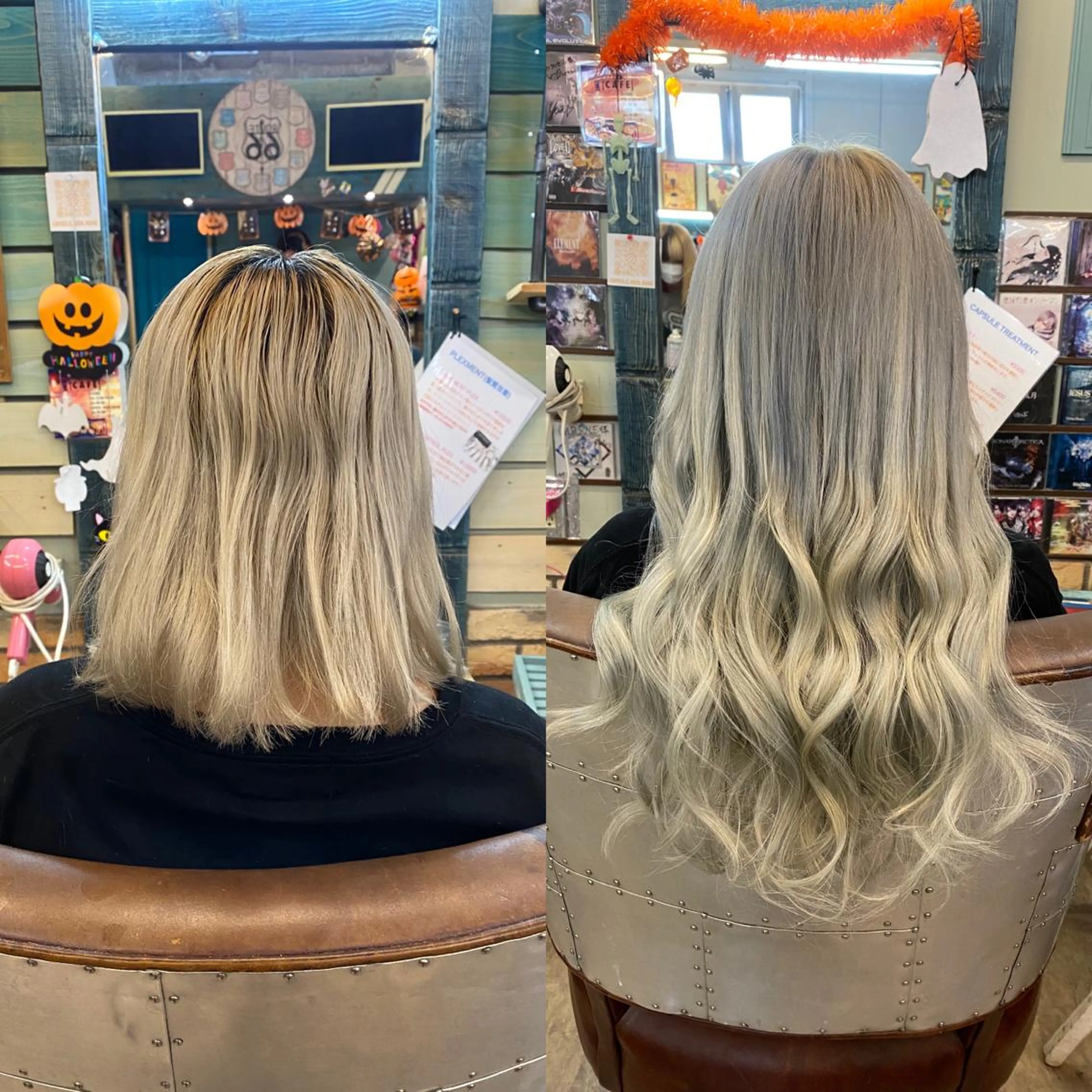 セミロング カラー ヘアアレンジ ショートボブ 編み込みエクステ シールエクステ セミロングパーマ バレイヤージュ LAVENDIA 初音のヘアスタイル