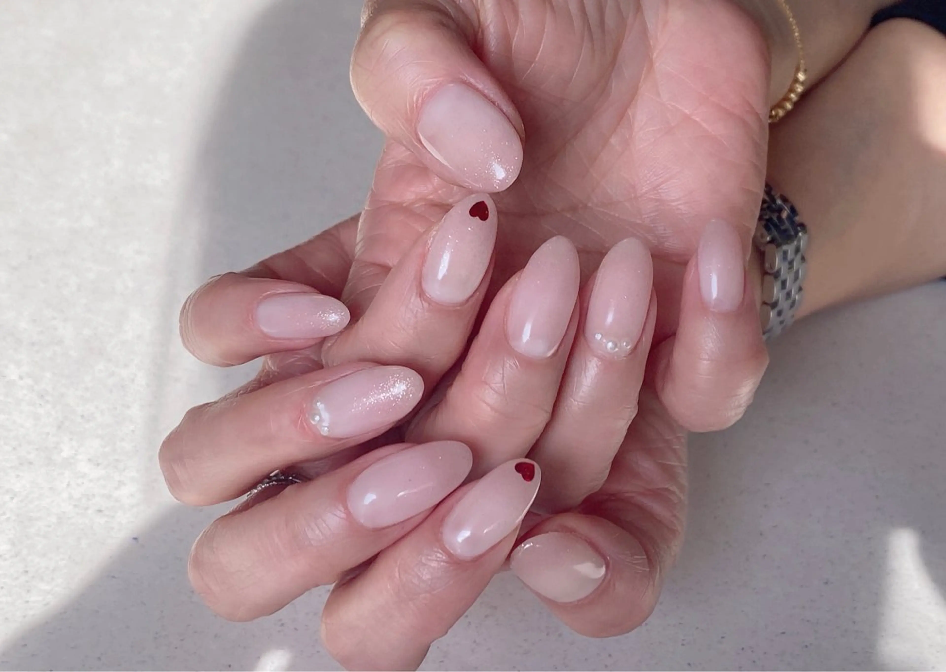 ネイル 長さ出し ジェルネイル キラキラネイル 大理石ネイル(マーブル) ニュアンスネイル Morpho nailのネイルデザイン