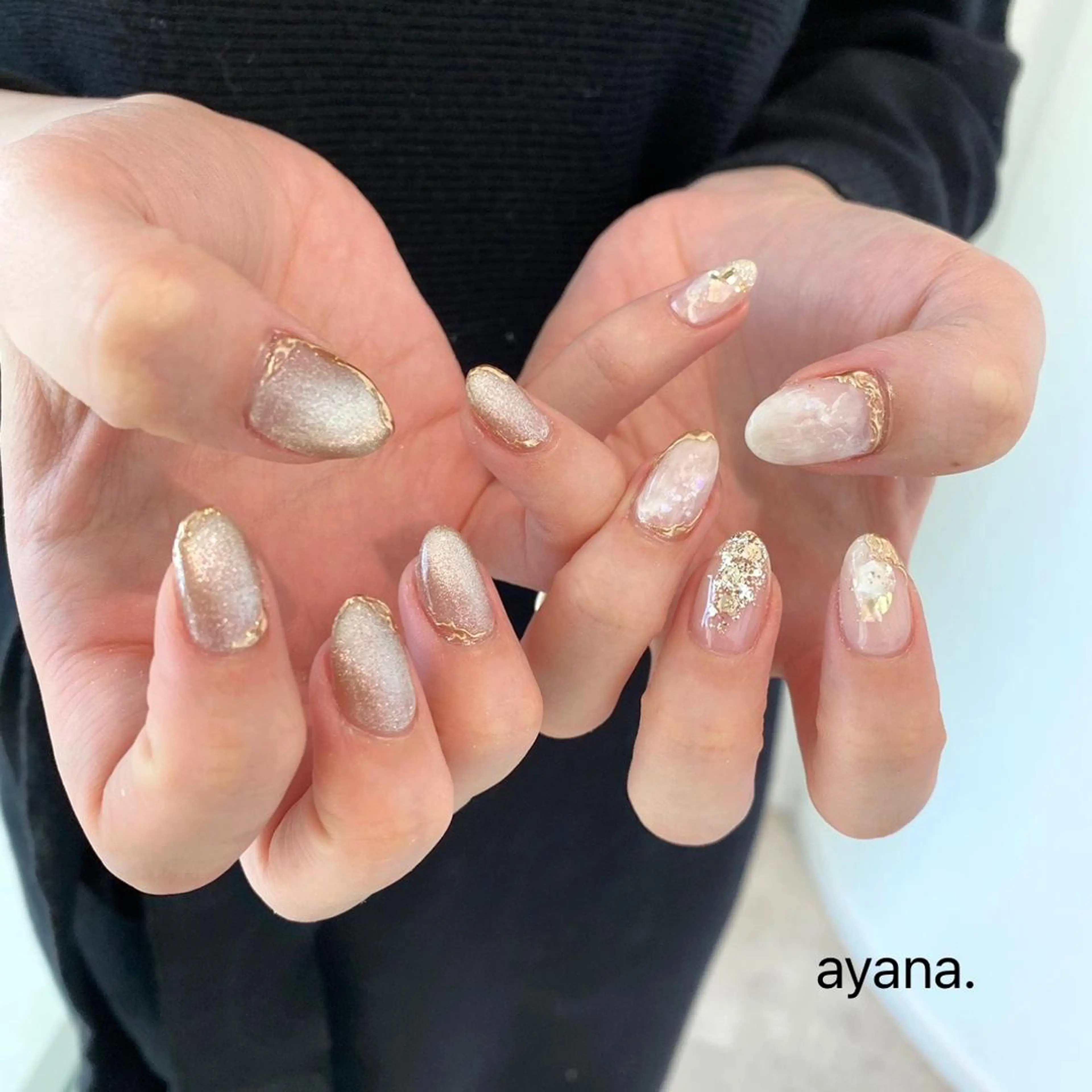 ネイル フレンチネイル マグネットネイル 大理石ネイル(マーブル) ミラーネイル ayana nails所属・nail salon ayanaのネイルデザイン