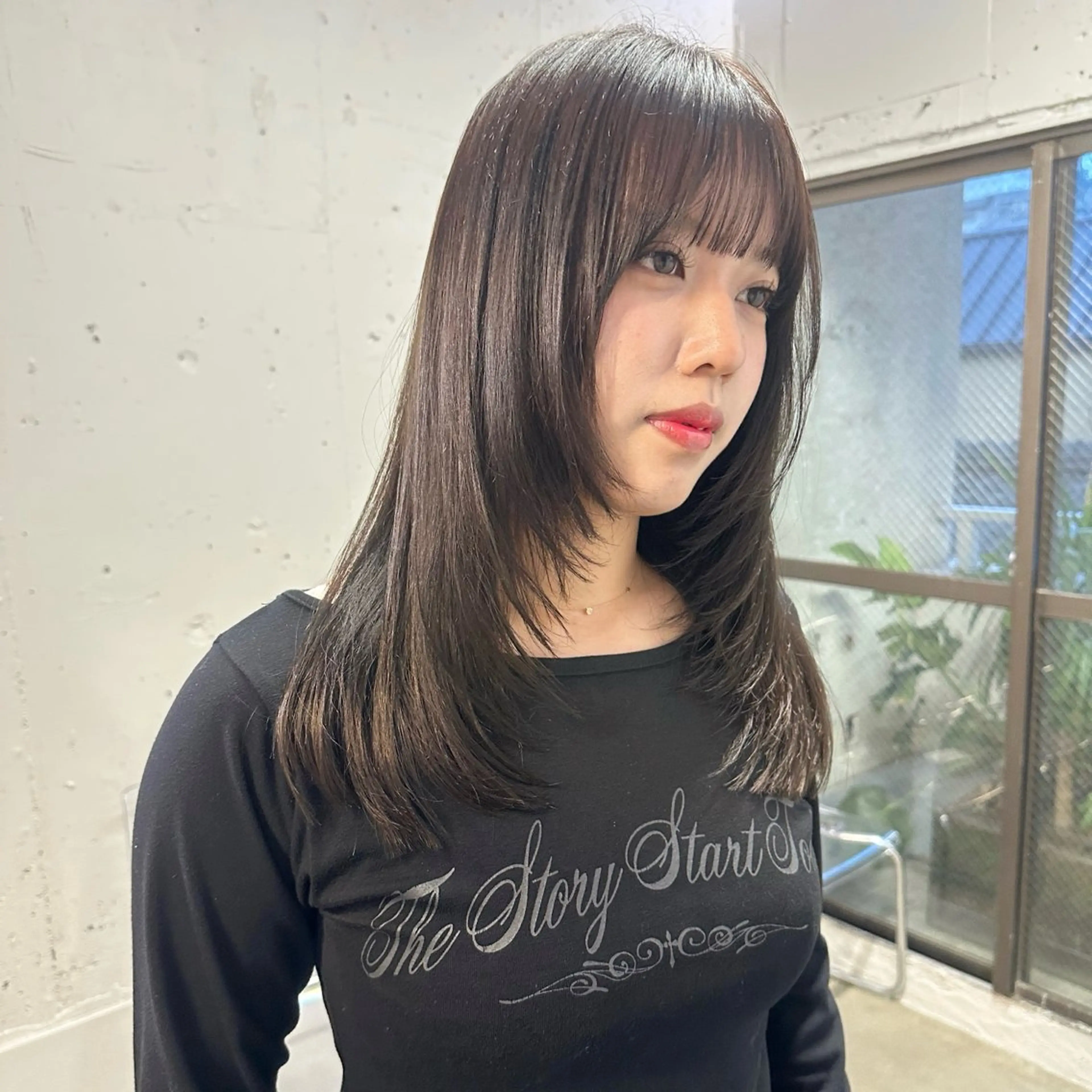 ロング ハッシュカット🎀 レイヤーカットのヘアスタイル