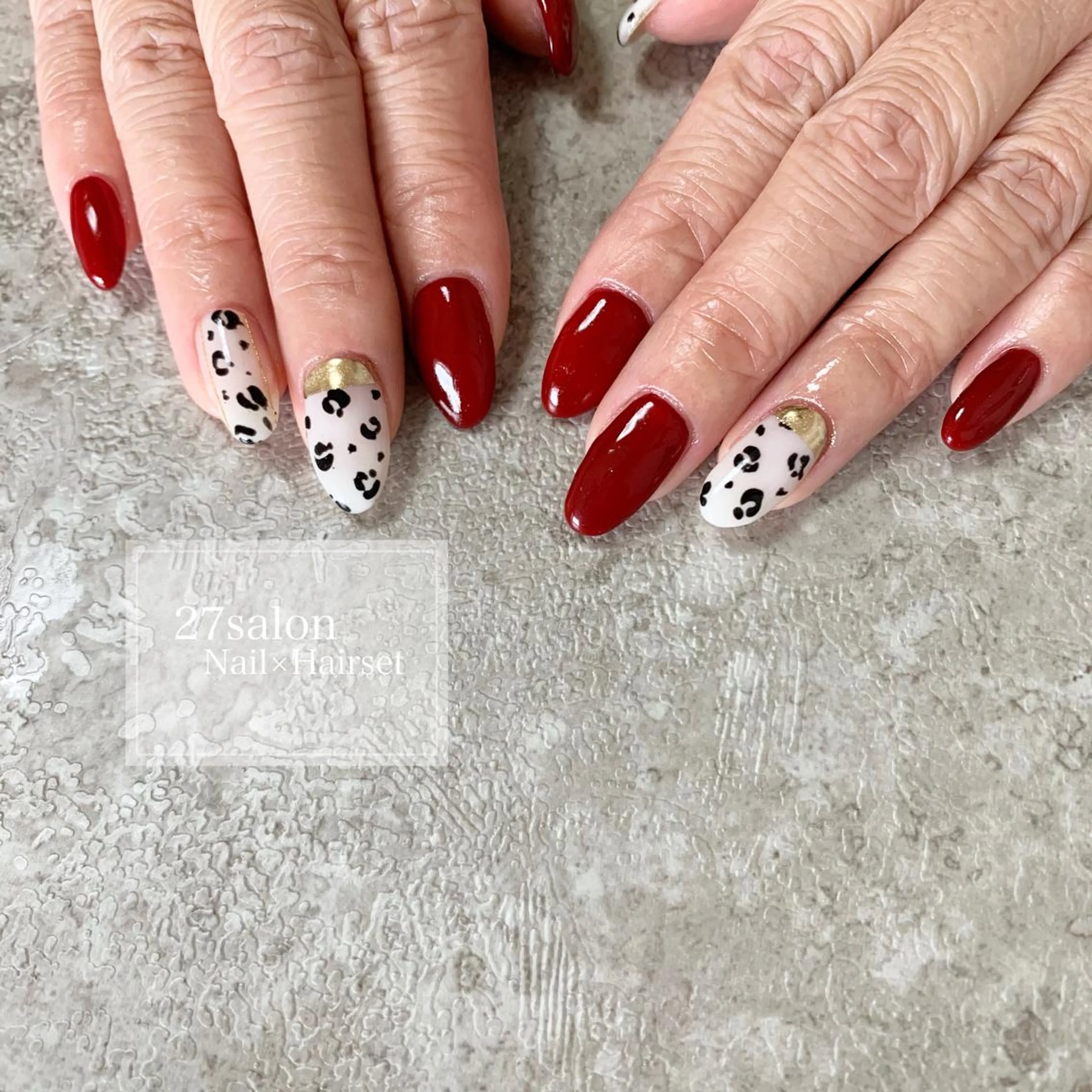 ネイル アニマル柄 ボルドー 27salon yuinaのネイルデザイン