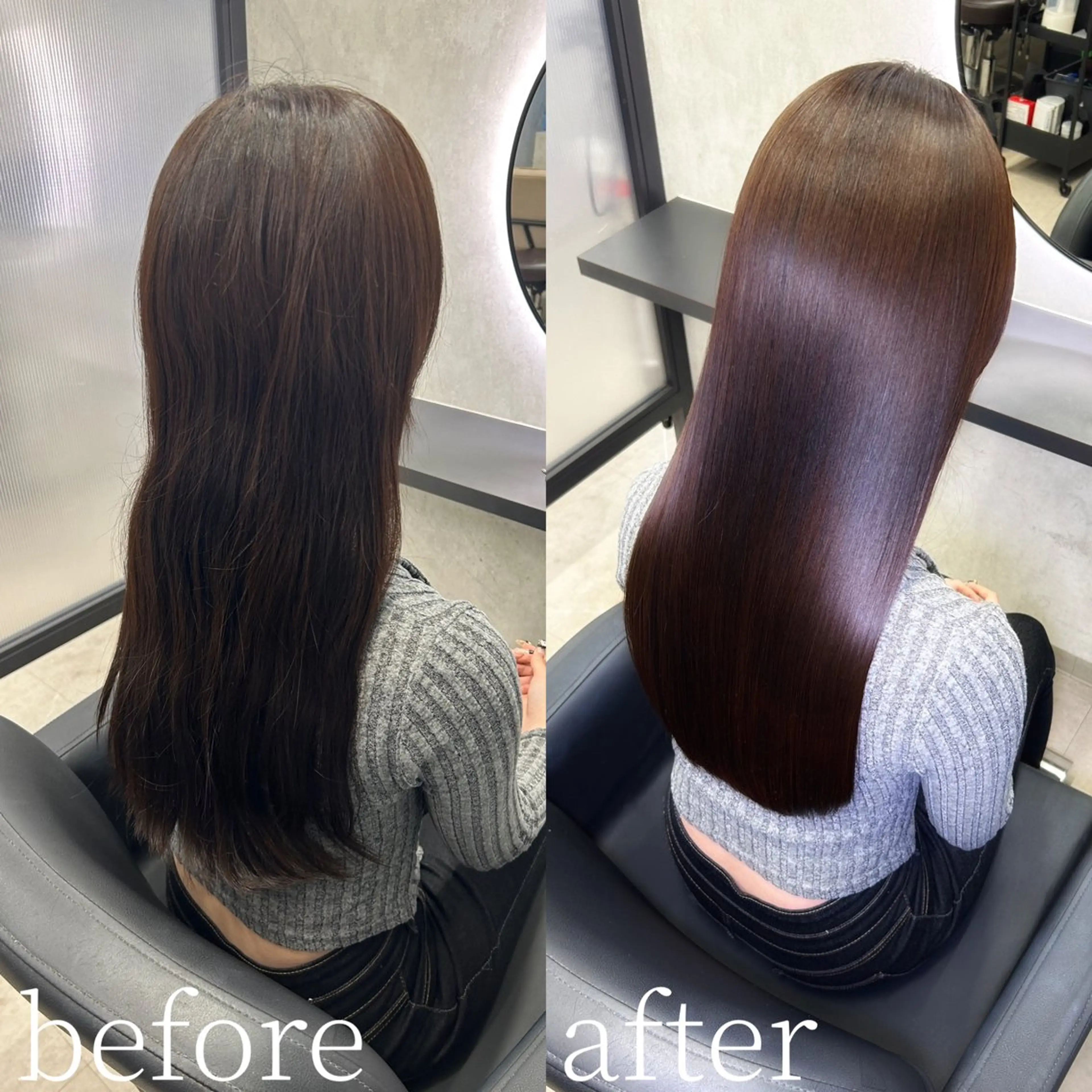 ロング カラー ベージュカラー グレージュ ミルクティーベージュ 髪質改善 韓国風ヘア カット ヘアカラー 縮毛矯正 トリートメント 新宿/美髪矯正 髪質改善/韓国風山本のヘアスタイル