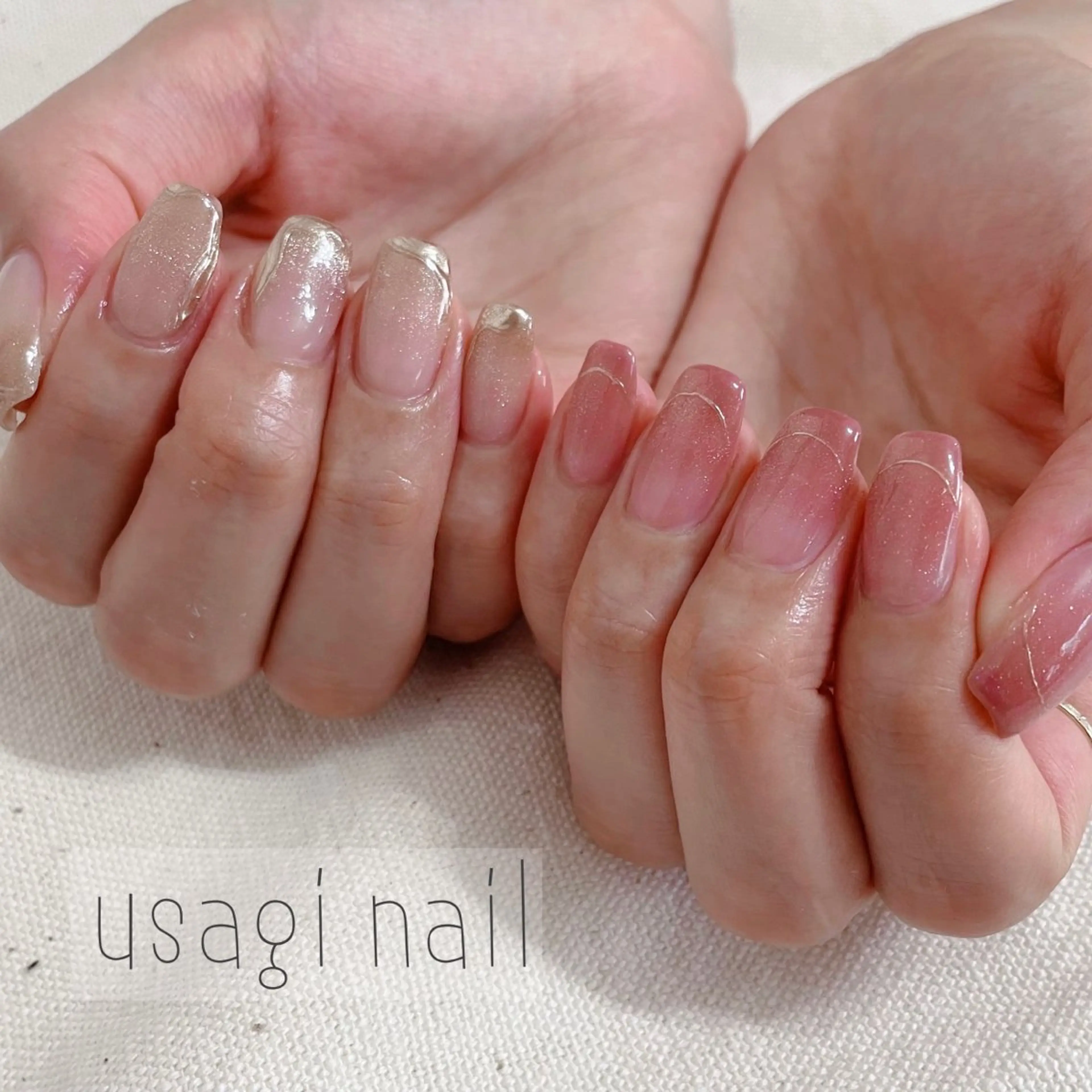 ネイル アートネイル ミラーネイル usagi nailのネイルデザイン