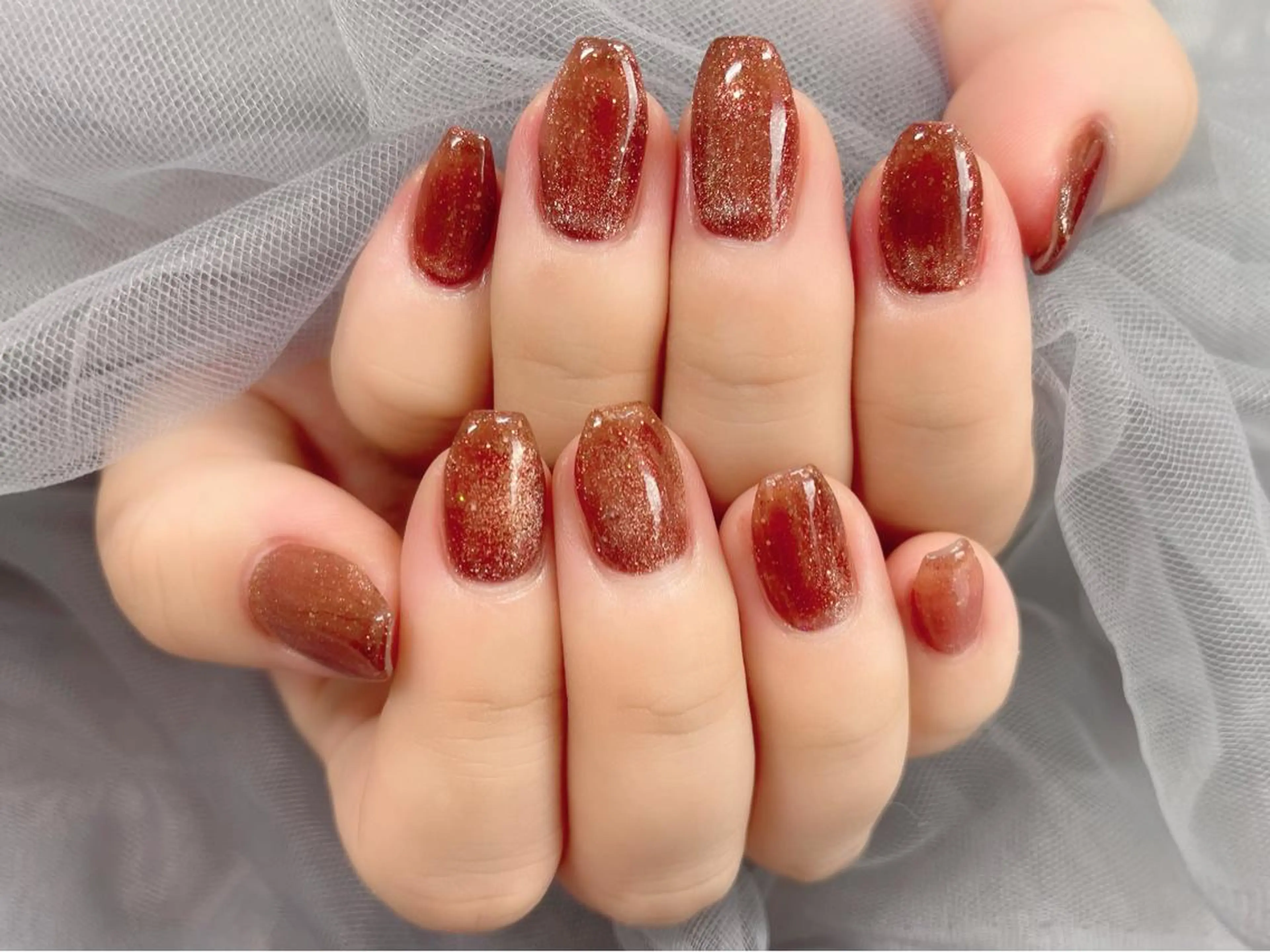 ネイル ブラウン マグネットネイル ワンカラーネイル ハンドネイル Nail Salon KURELLYのネイルデザイン