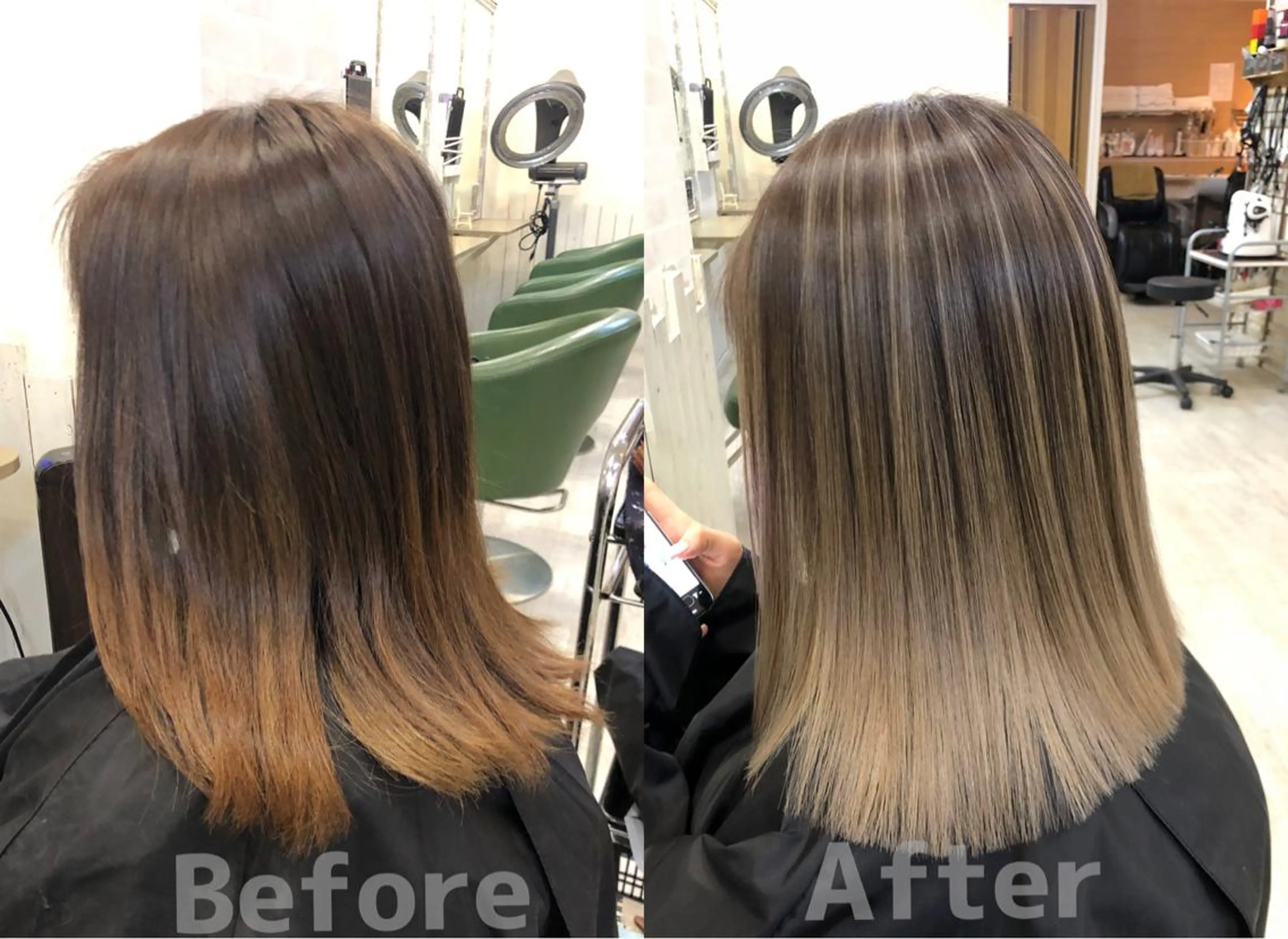 ミディアム レイヤーカット 韓国レイヤー外国人風 透明感カラー髪質改善のヘアスタイル