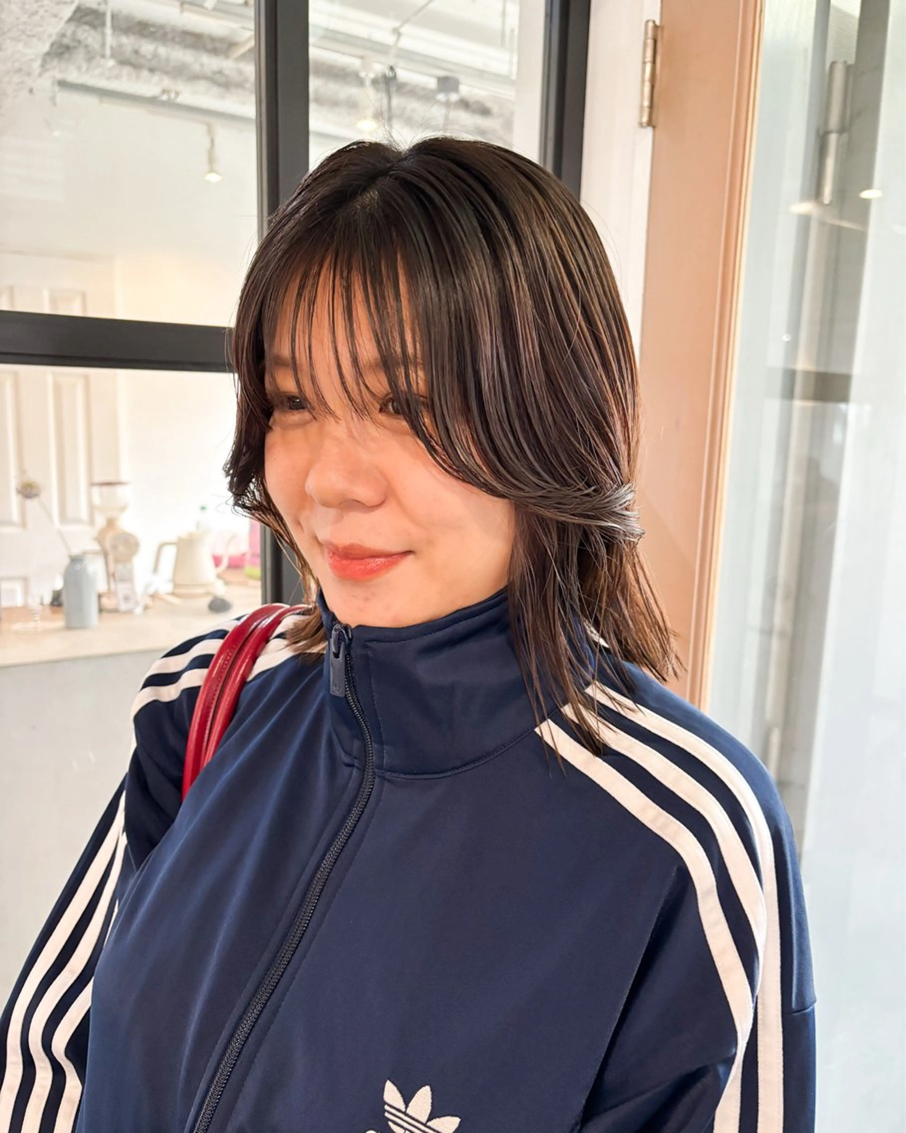 ミディアム カラー ボブ 顔周りカット レイヤーカット カット ヘアカラー トリートメント Takuma Suzuki中目黒のヘアスタイル