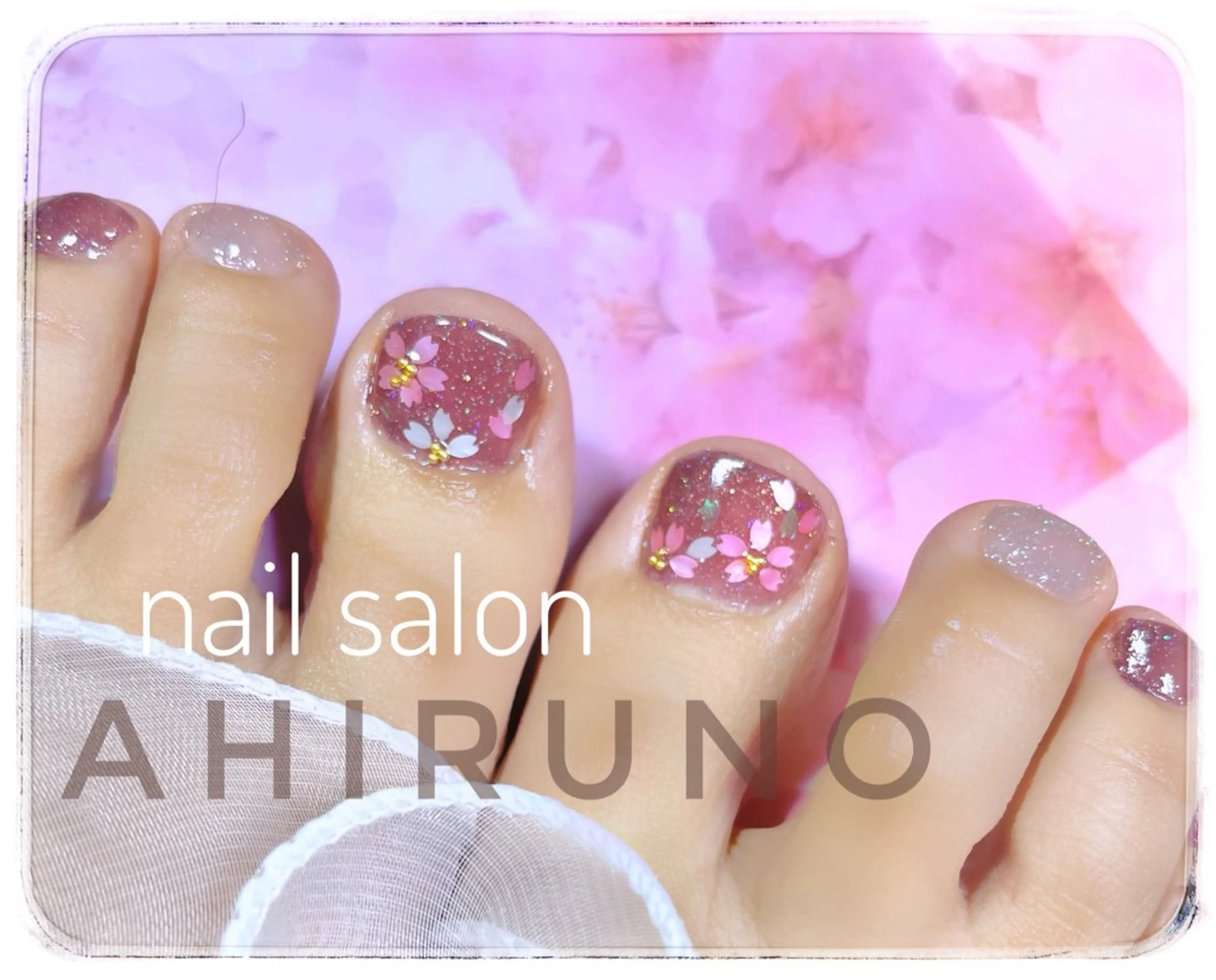 ネイル 桜ネイル フットネイル フットネイル 東京あきる野市ネイル ✿ ｙｕiのネイルデザイン
