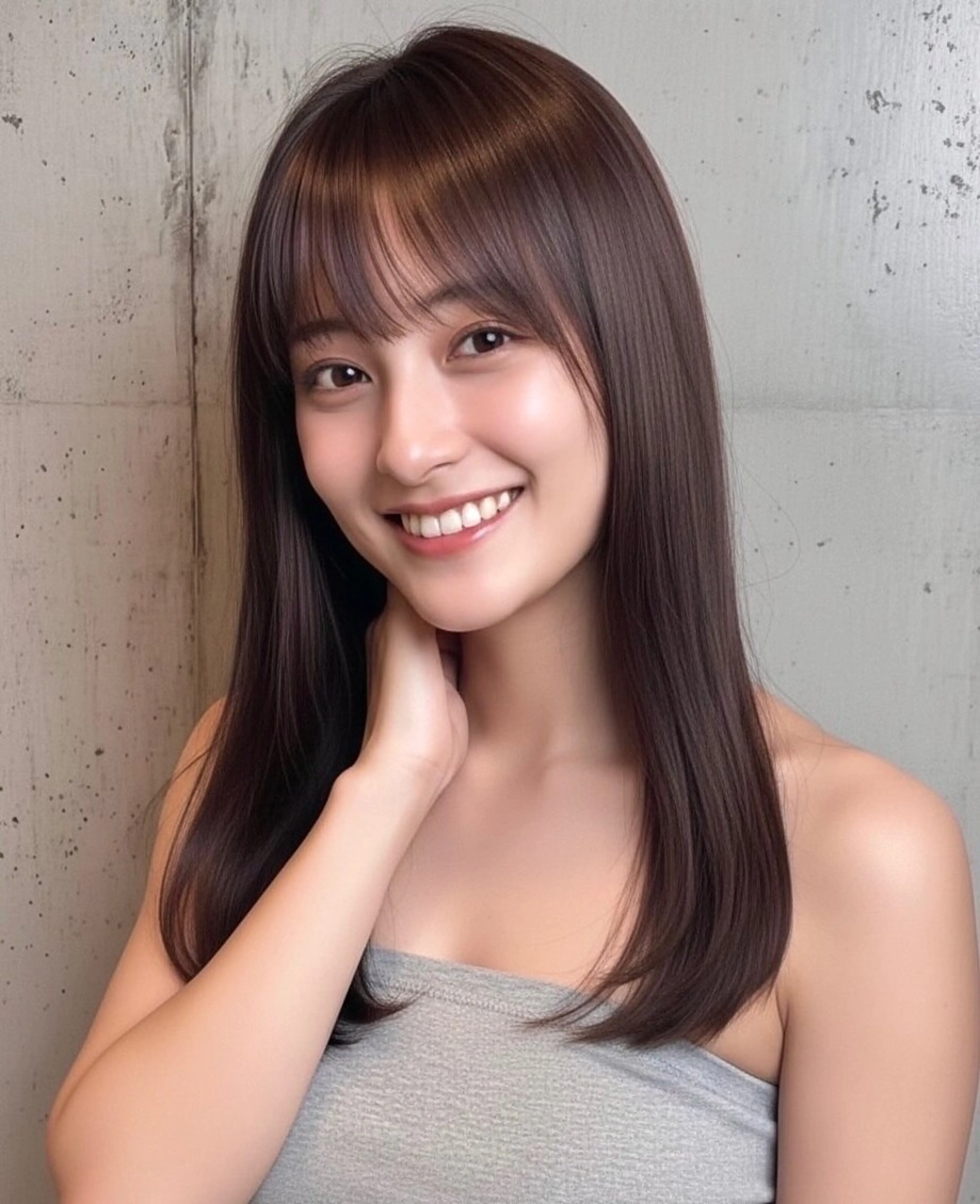 セミロング くびれヘア ヨシンモリ 韓国風ヘア レイヤーカット 似合わせカット 藤田大夢 /liberte高崎のヘアスタイル