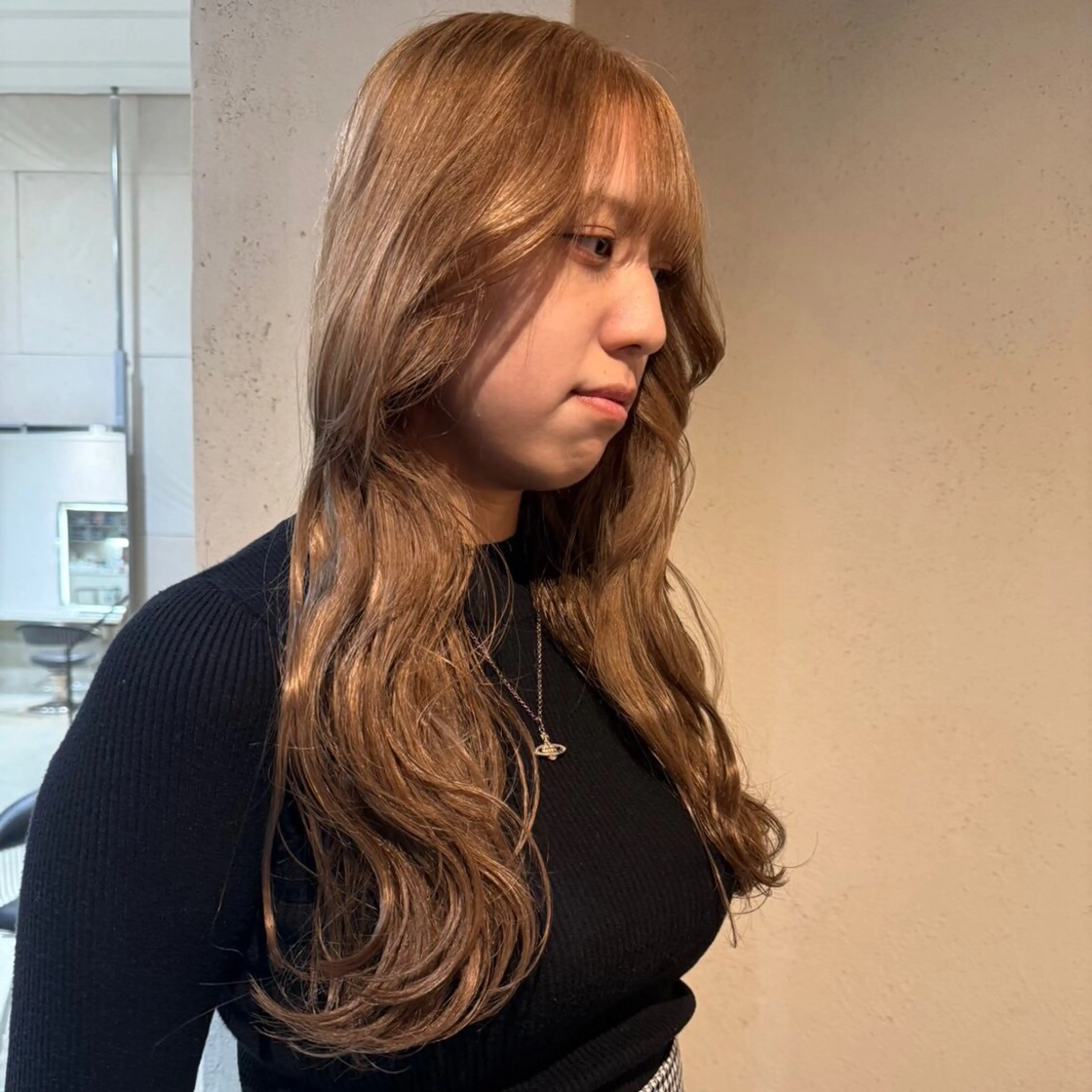 セミロング カラー ベージュカラー ミルクティーベージュ 名古屋/落ちる黒 黒染め落としのヘアスタイル