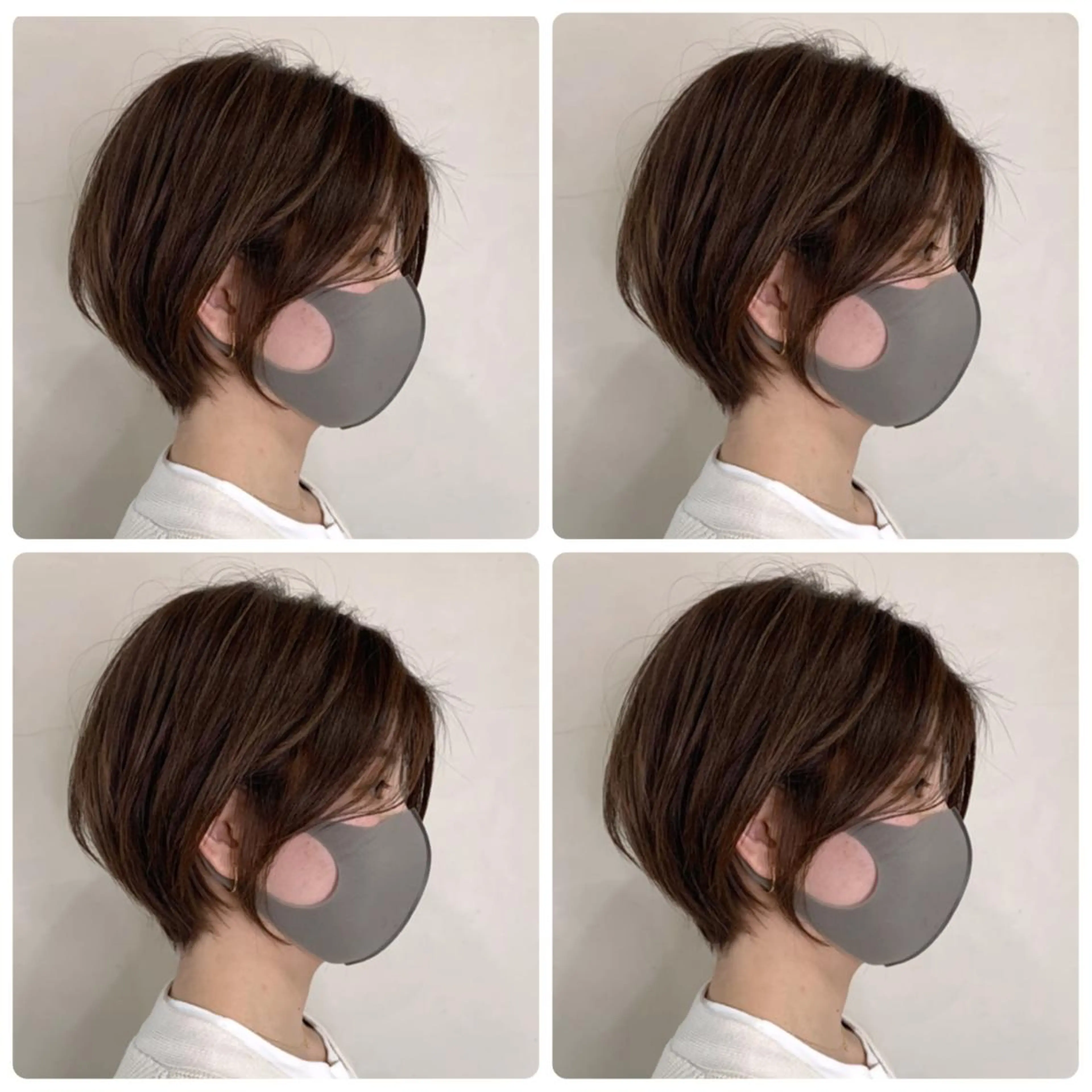 ショート カラー ショートボブ ハンサムショート 丸みショート デザインカラー ハイライトカラー 京都大人女性ショート 徒歩1分/秋山のヘアスタイル