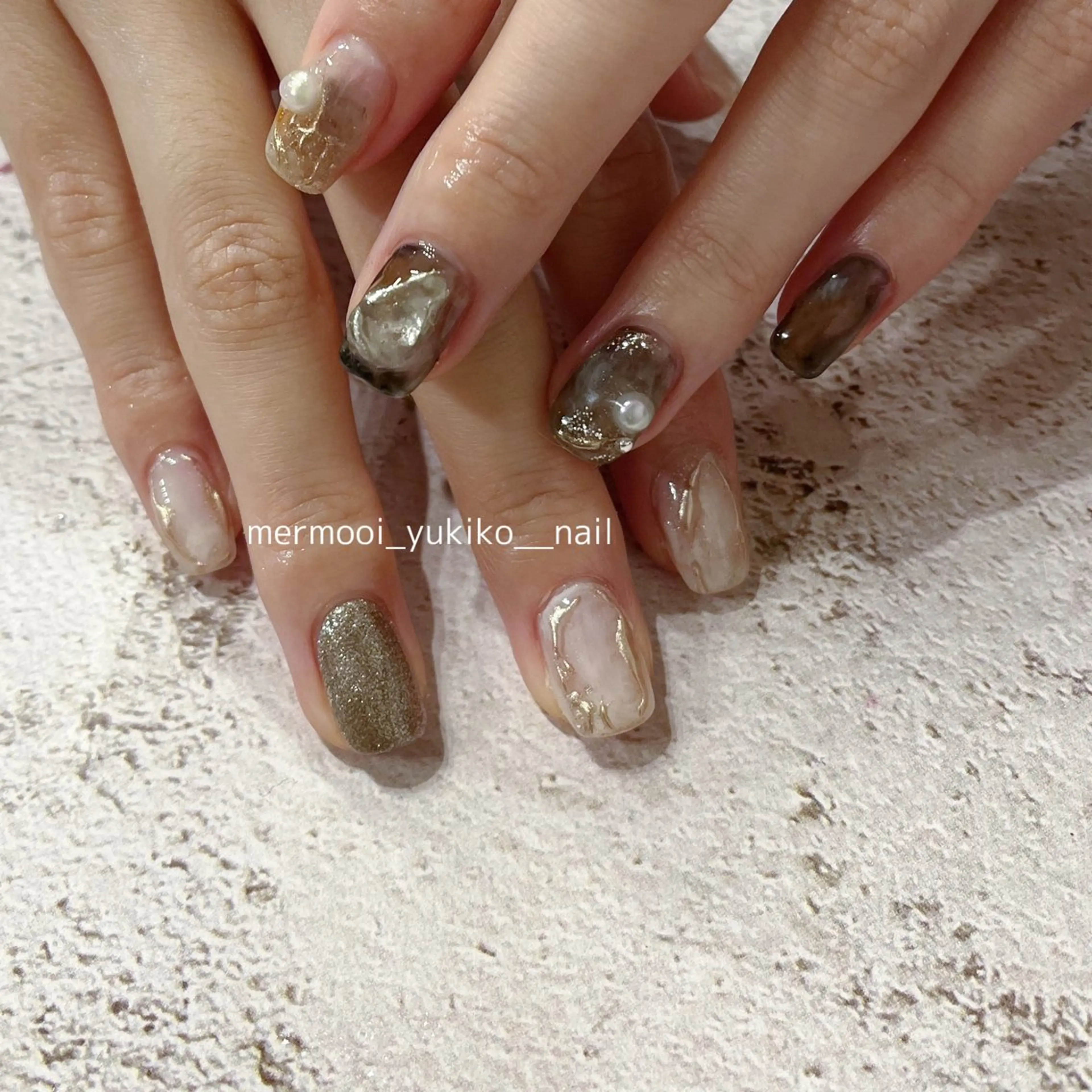 ネイル アートネイル クリアネイル ジェルネイル 韓国ネイル ミラーネイル melumooi nailのネイルデザイン