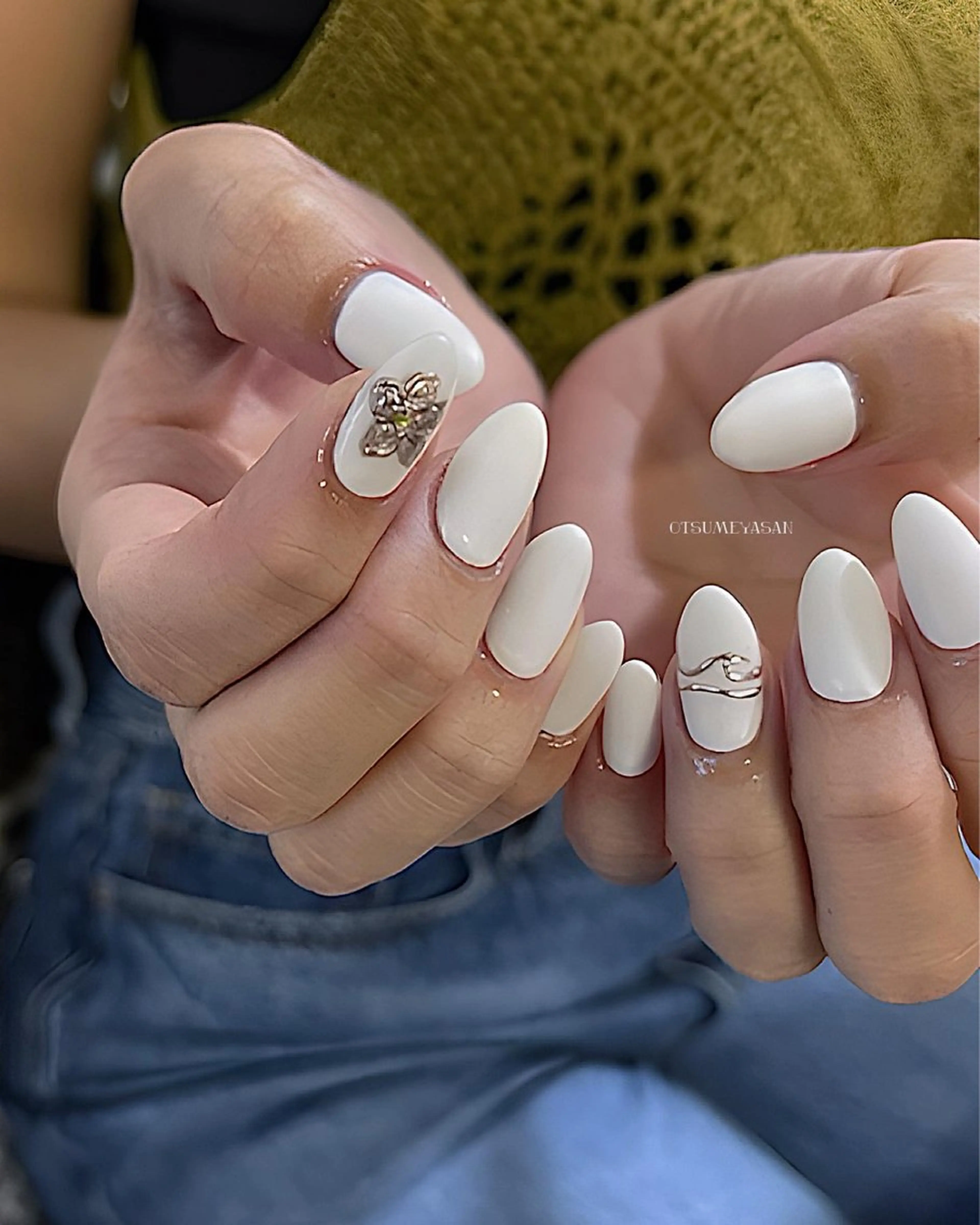 ネイル ブルー ジェルネイル 韓国ネイル マグネットネイル ミラーネイル わたなべ ちかのネイルデザイン