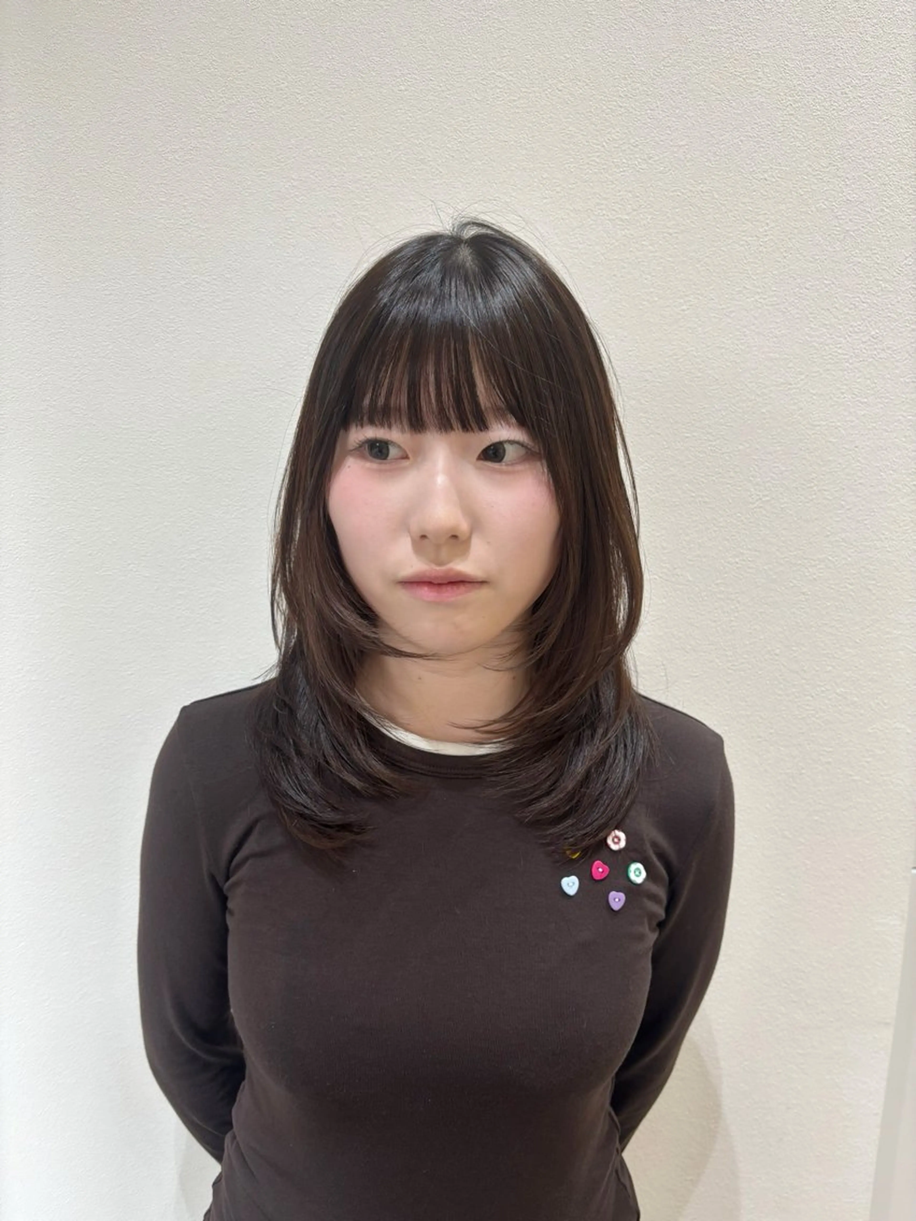 セミロング ハッシュカット カット トリートメント fuyuna レイヤーカット🖤のヘアスタイル