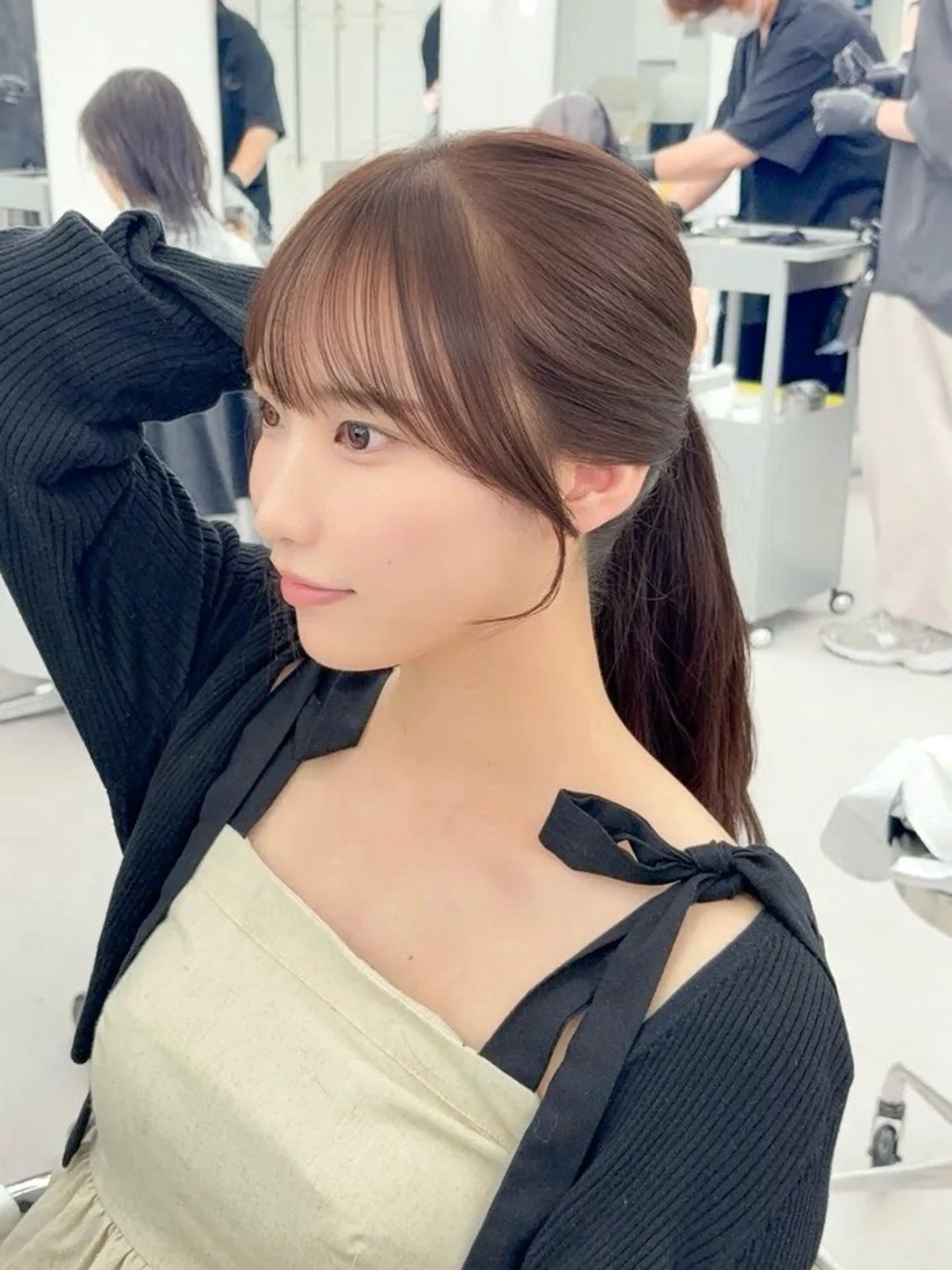 ロング カラー レイヤーカット 小顔カット カット ヘアカラー トリートメント 韓国ヘア/レイヤー/ 顔まわり足立遥奈のヘアスタイル
