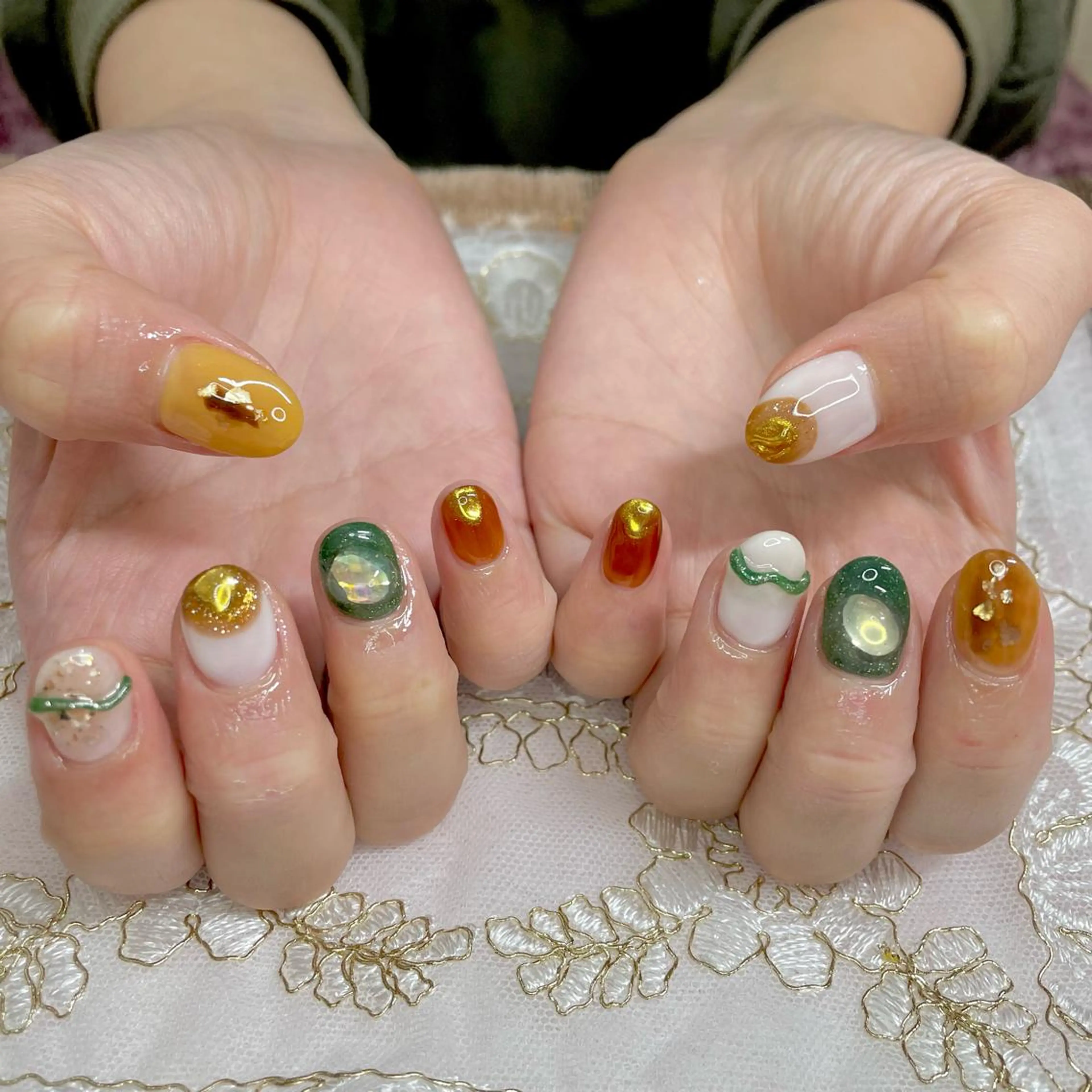 ネイル アートネイル オーロラネイル ジェルネイル 氷ネイル・うるうるネイル 韓国ネイル J terrace Nailのネイルデザイン