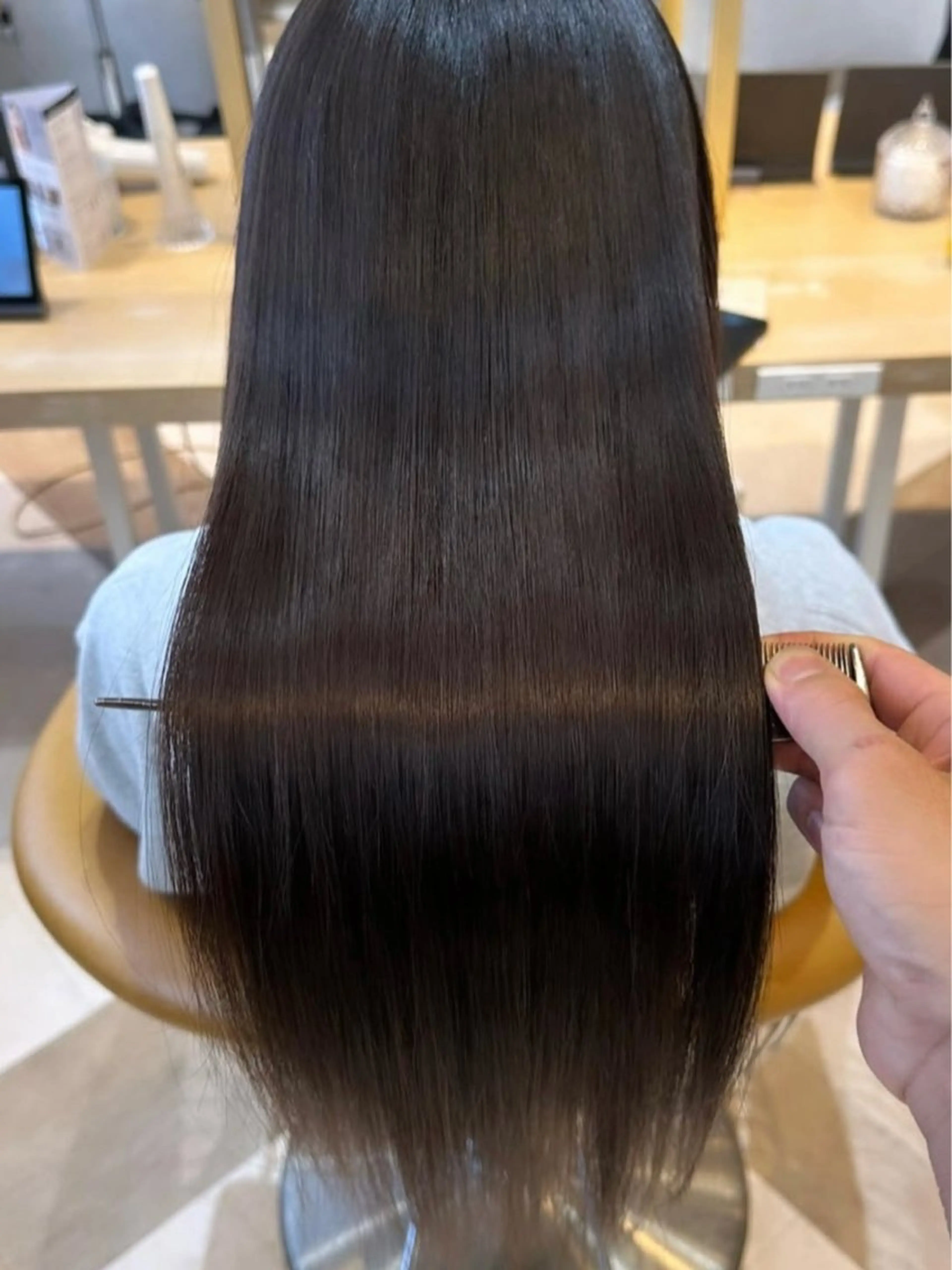 ロング カラー 髪質改善 カット 縮毛矯正 興津/韓国レイヤー ダブルカラー美髪縮毛のヘアスタイル