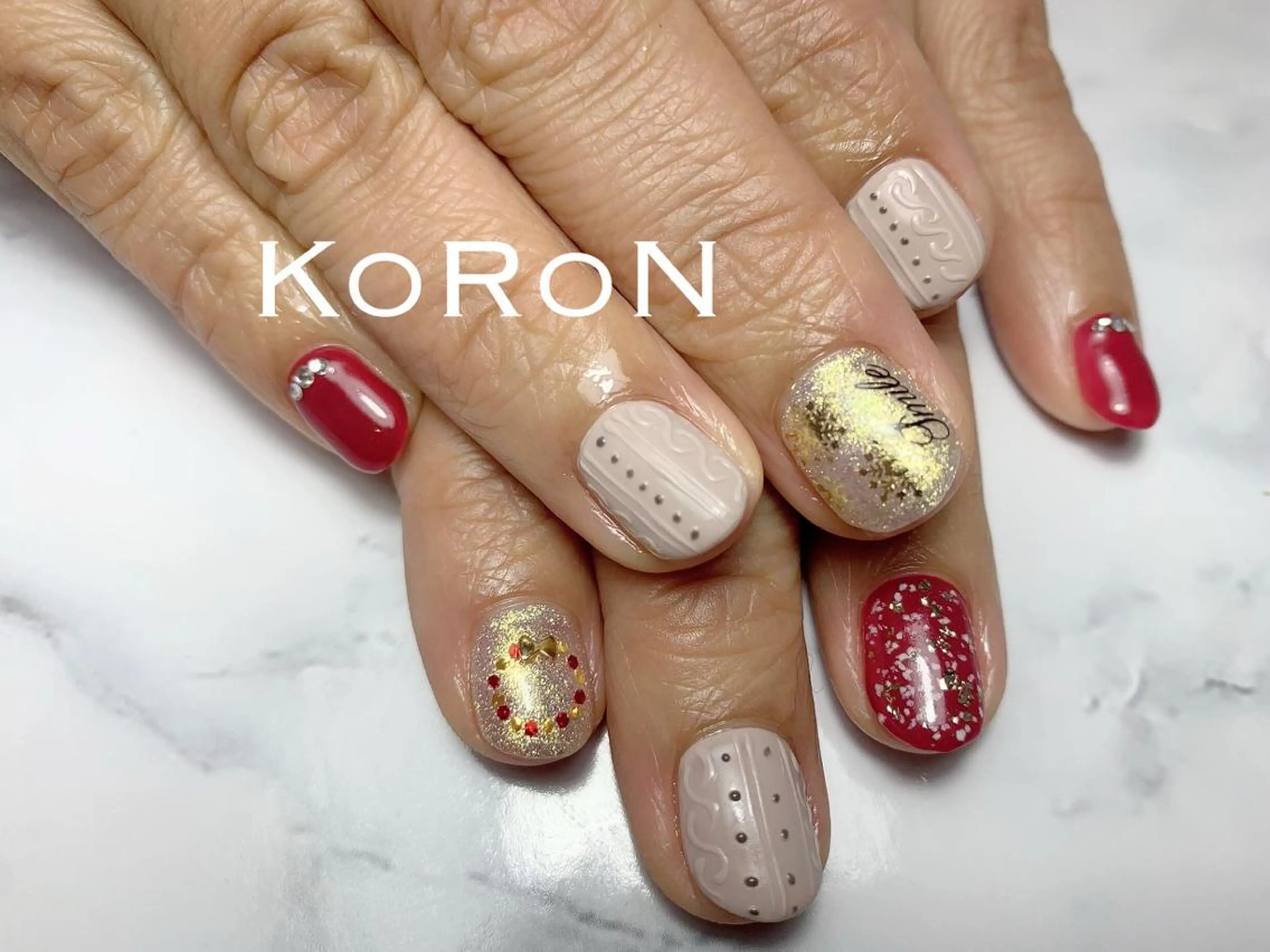 ネイル 冬ネイル クリスマス ハンドネイル 自宅サロン鎌倉 KORONのネイルデザイン