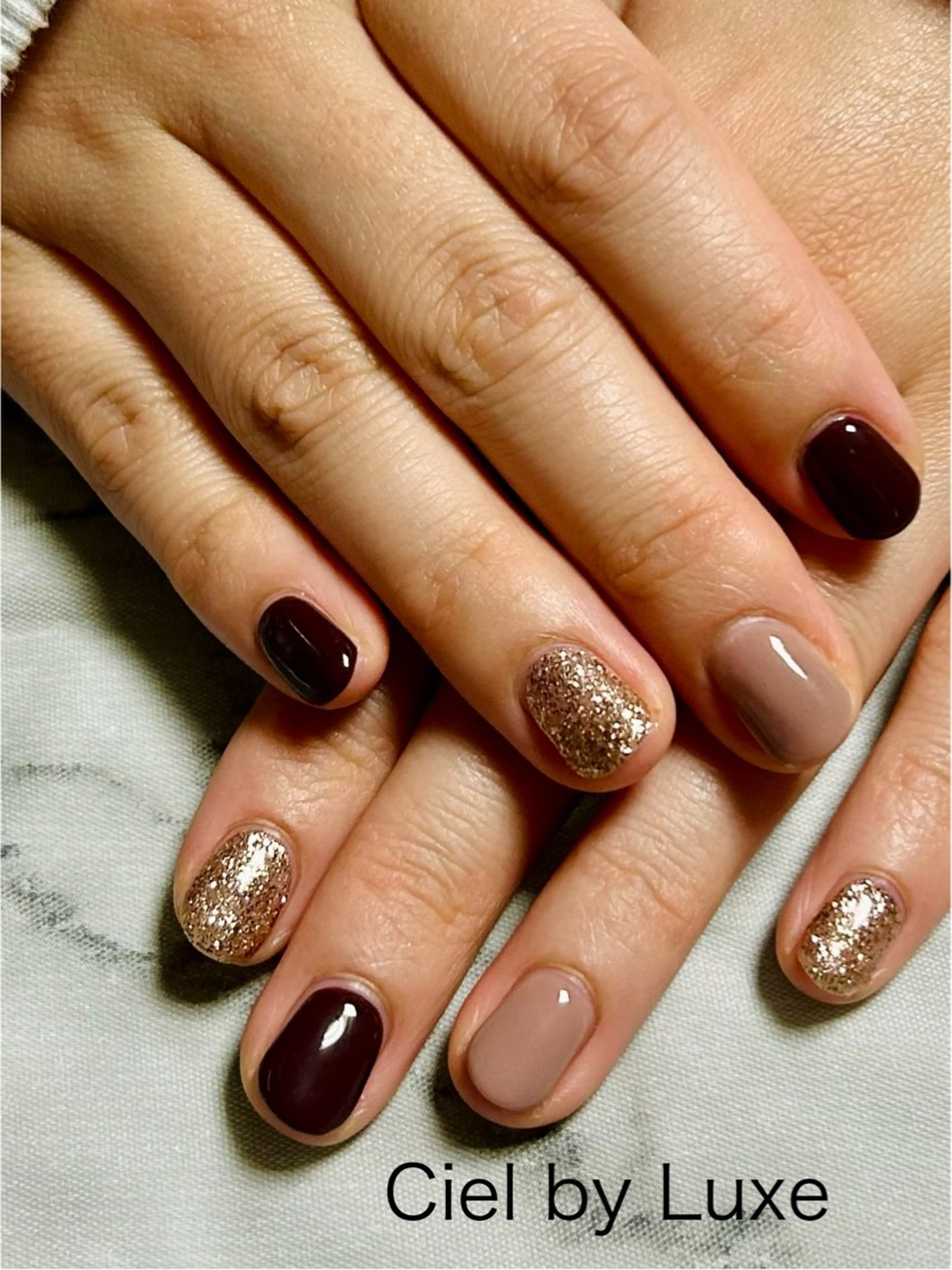 ネイル ブラウン CielbyLuxe manamiのネイルデザイン
