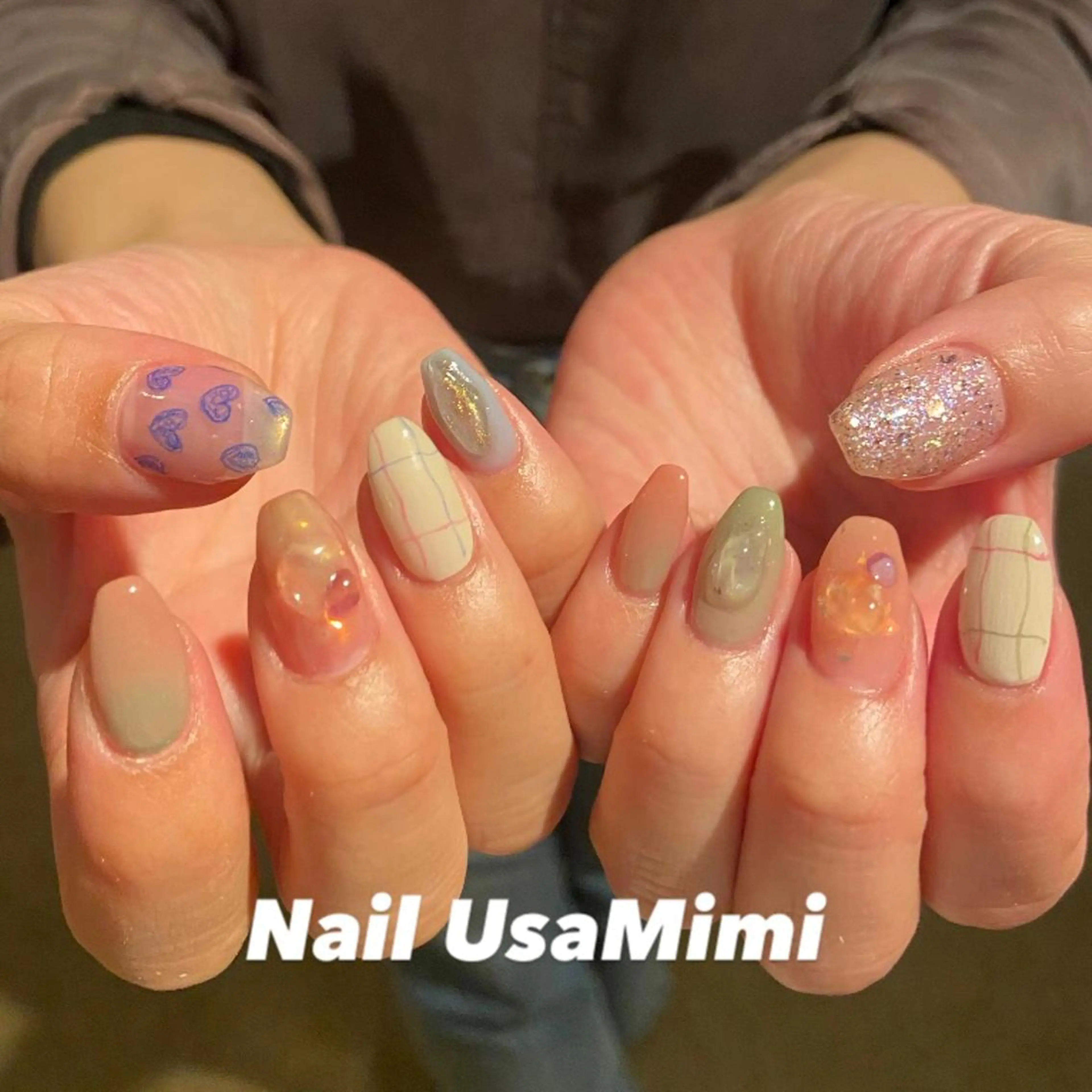 ネイル フットネイル ジェルネイル マグネットネイル 持ち込み ニュアンスネイル 本町ネイルNail UsaMimiのネイルデザイン