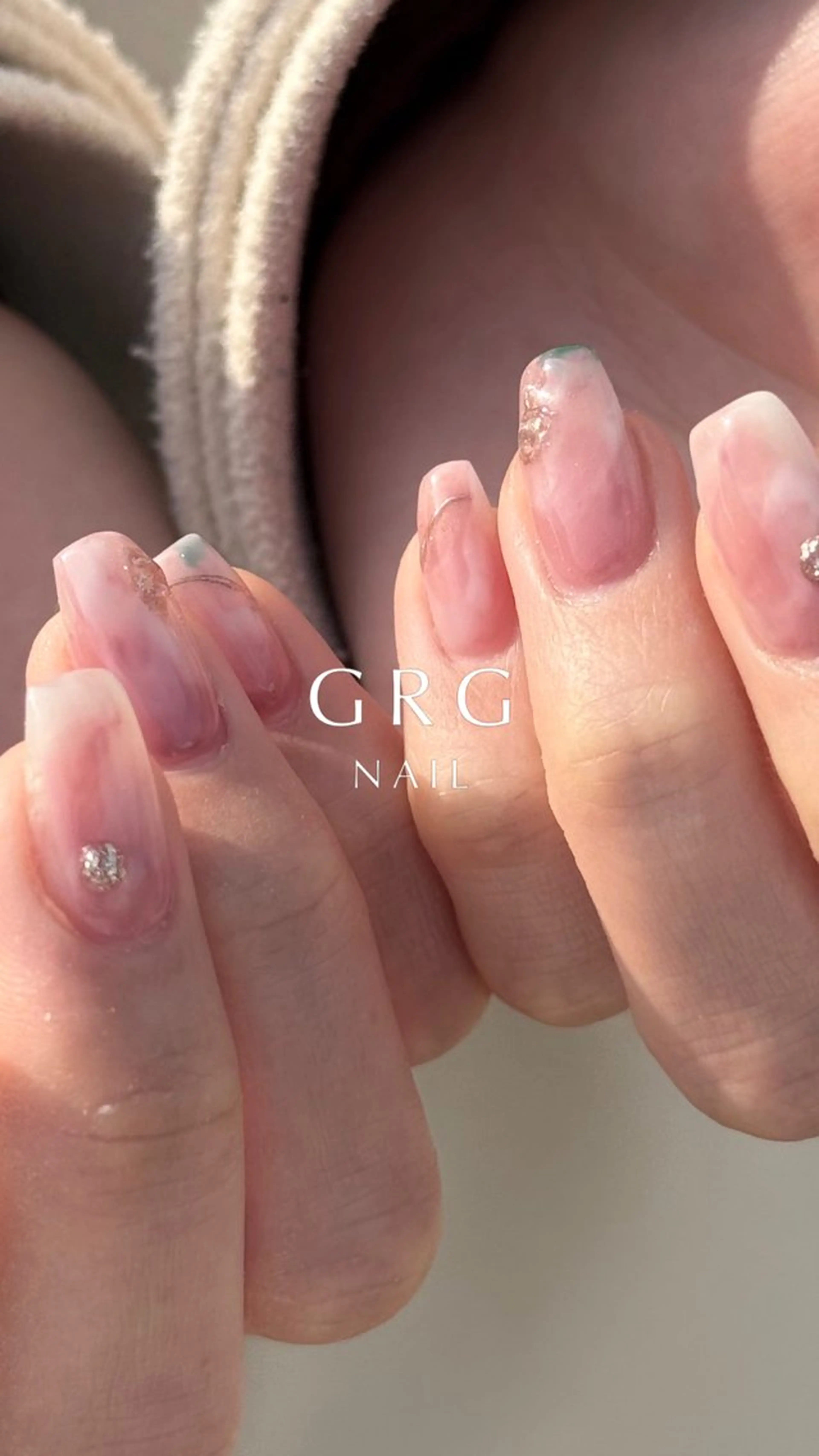 ネイル 桜ネイル ニュアンスネイル オレンジ ピンク シンプルネイル GRG NAILのネイルデザイン