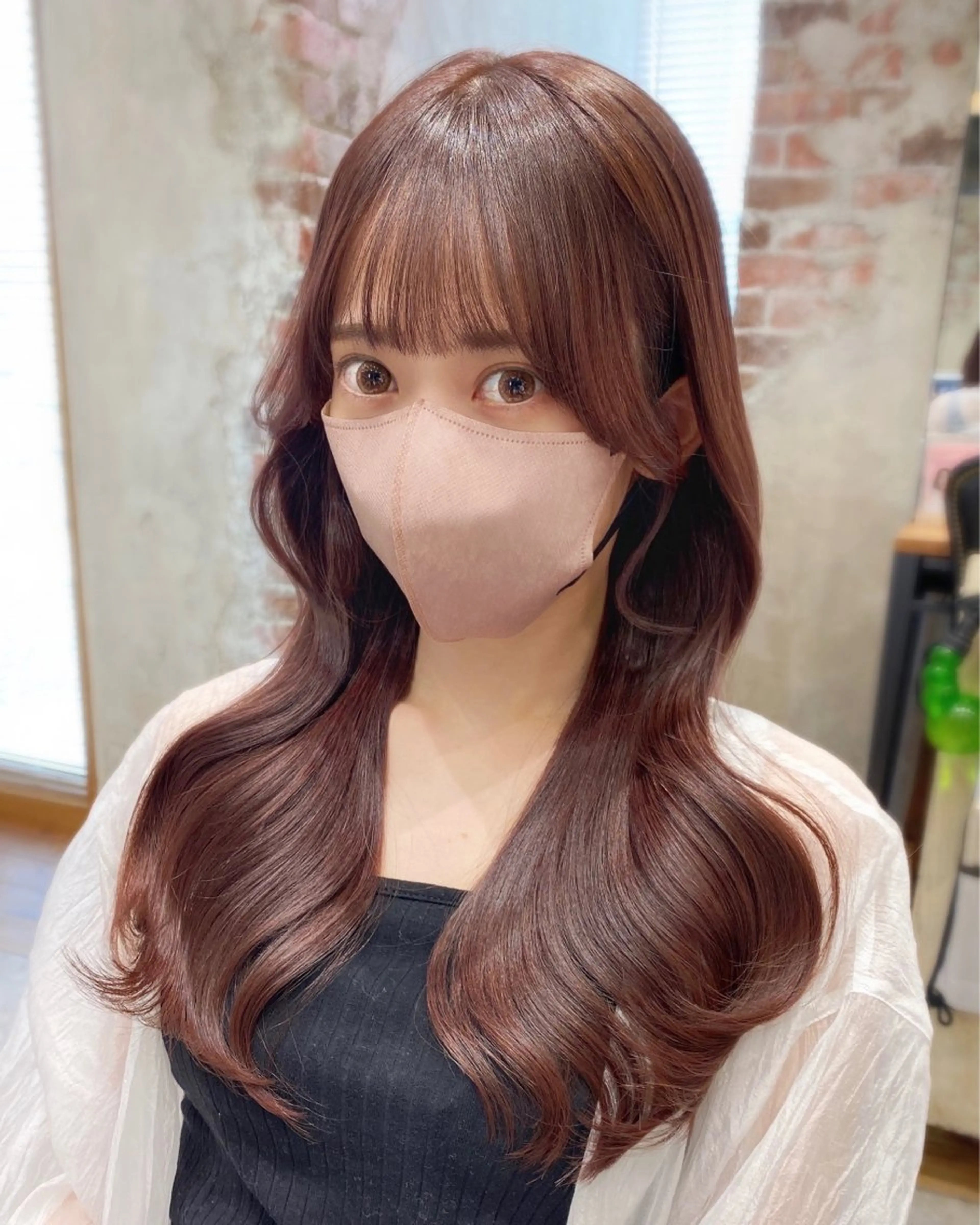 セミロング カラー 顔まわりカット🌟 くびれヘア/寺門遥輝のヘアスタイル