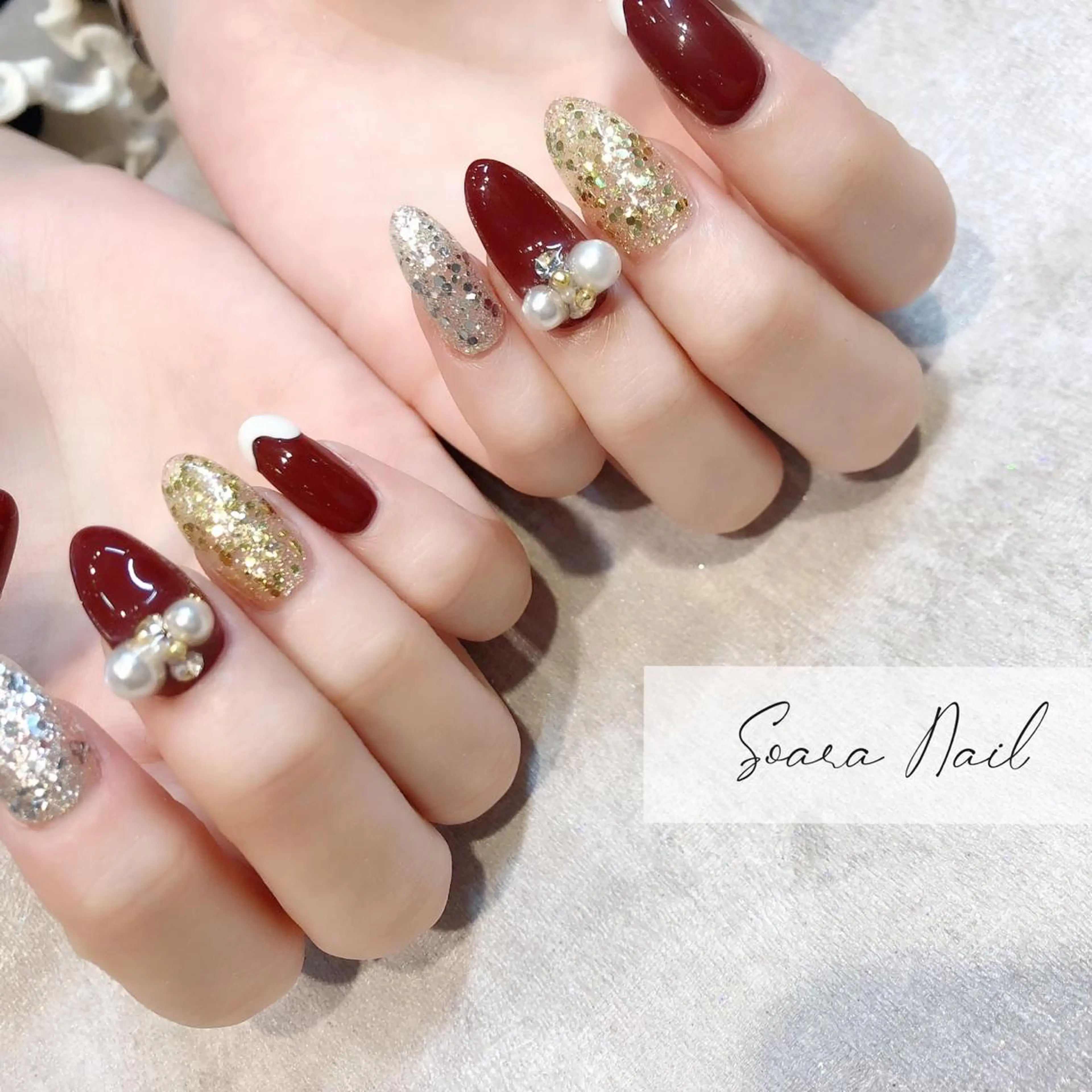 ネイル 長さ出し 冬ネイル クリスマス Salon Cleve所属・T. maoのネイルデザイン