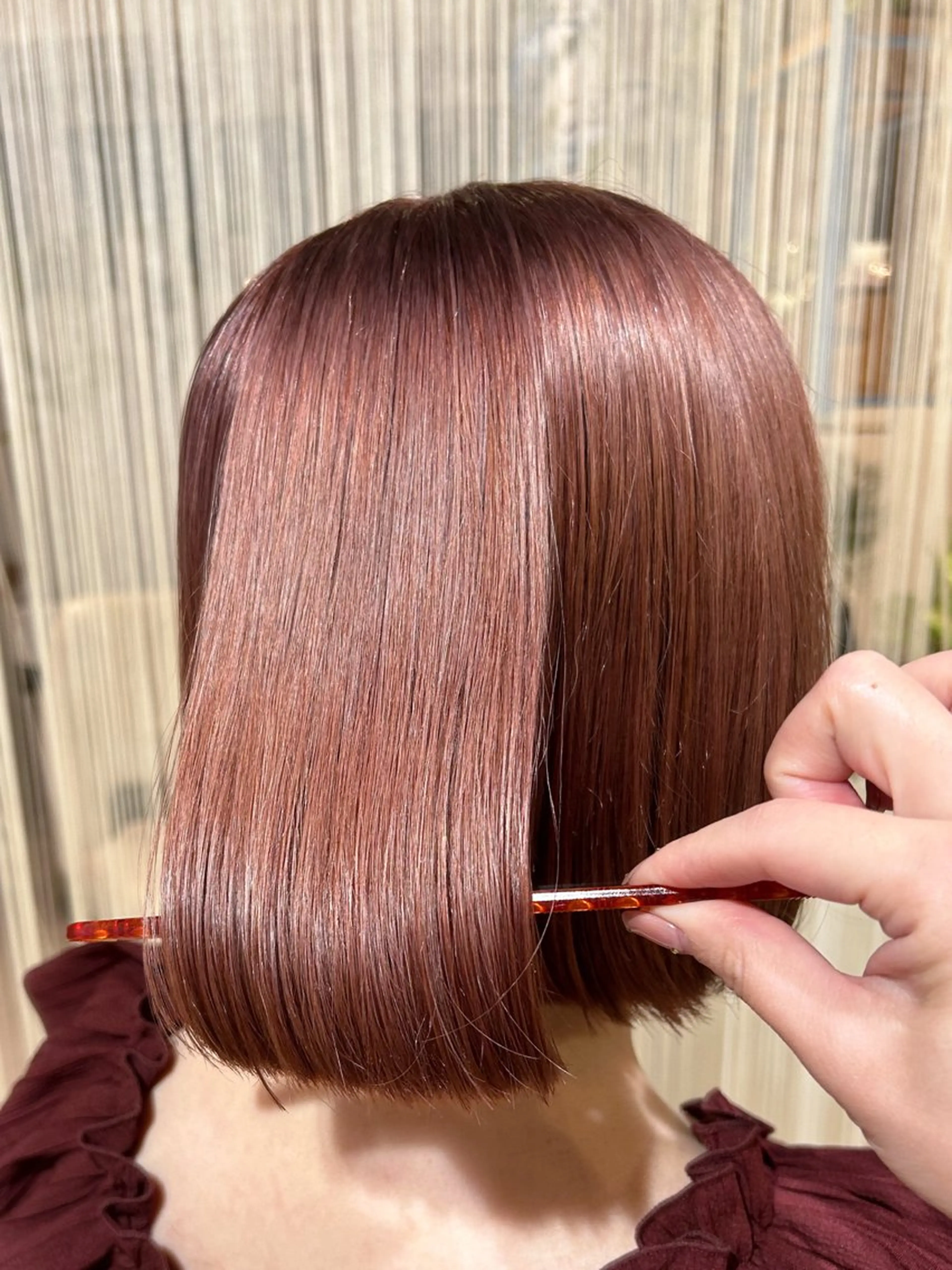 ミディアム カラー ブリーチ カット ヘアカラー トリートメント なつき/艶ピンク/ girly hairのヘアスタイル