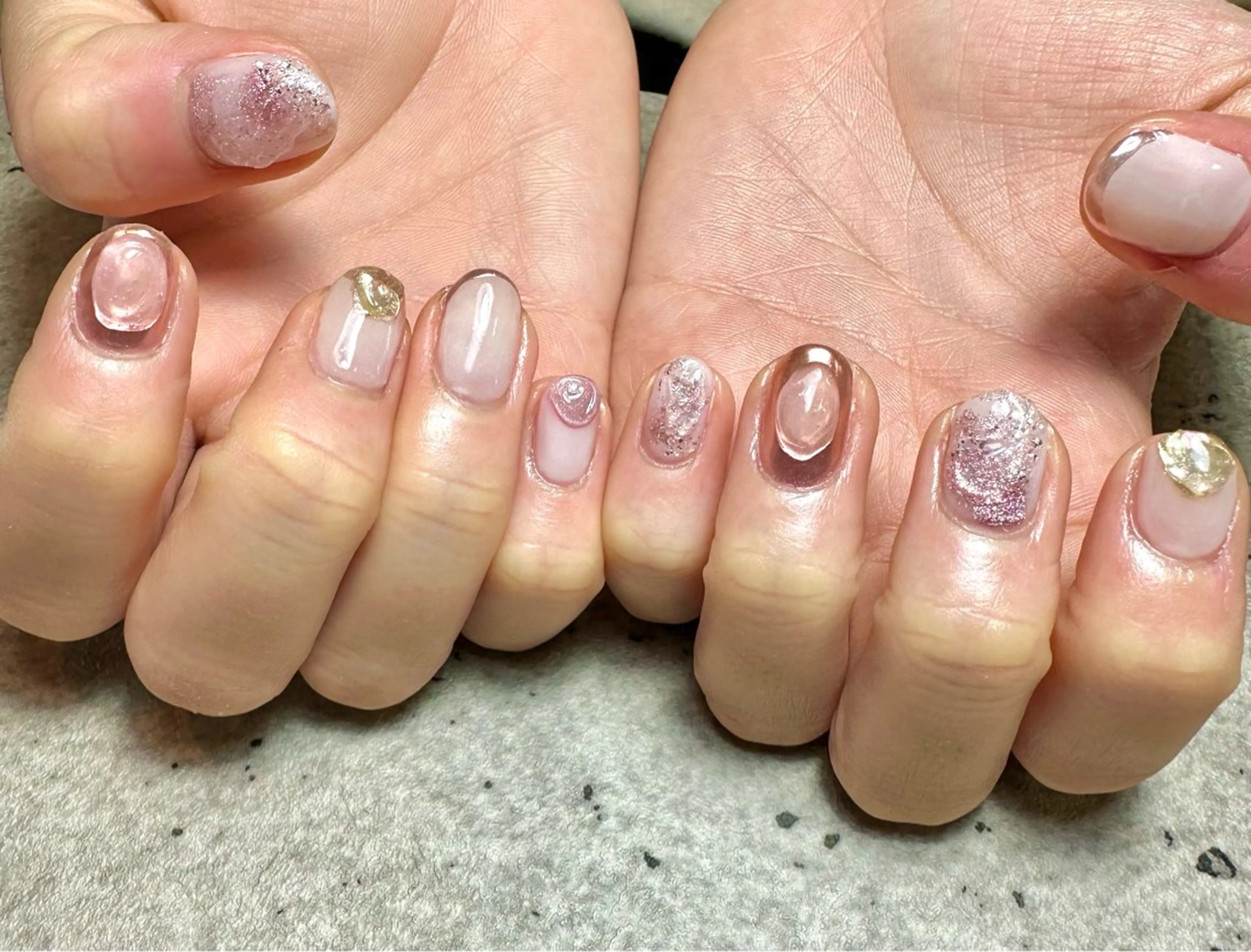 ネイル ニュアンスネイル ピンク ハンドネイル フットネイル GéRanium Harukaのネイルデザイン