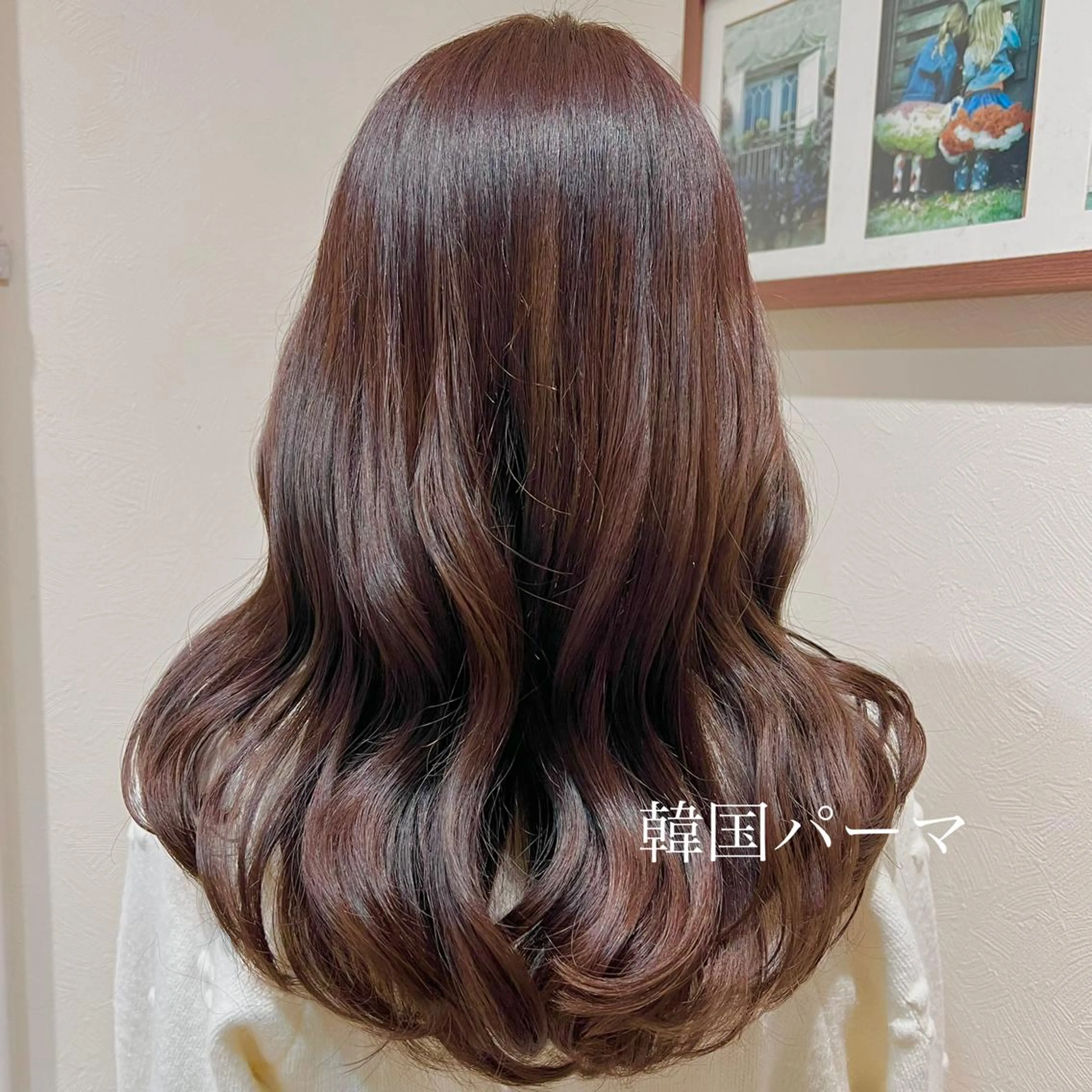 ロング パーマ フレンチガーリー ヨシンモリ 韓国風ヘア レイヤーカット おくれ毛 前髪/ 顔周り/とばみかのヘアスタイル