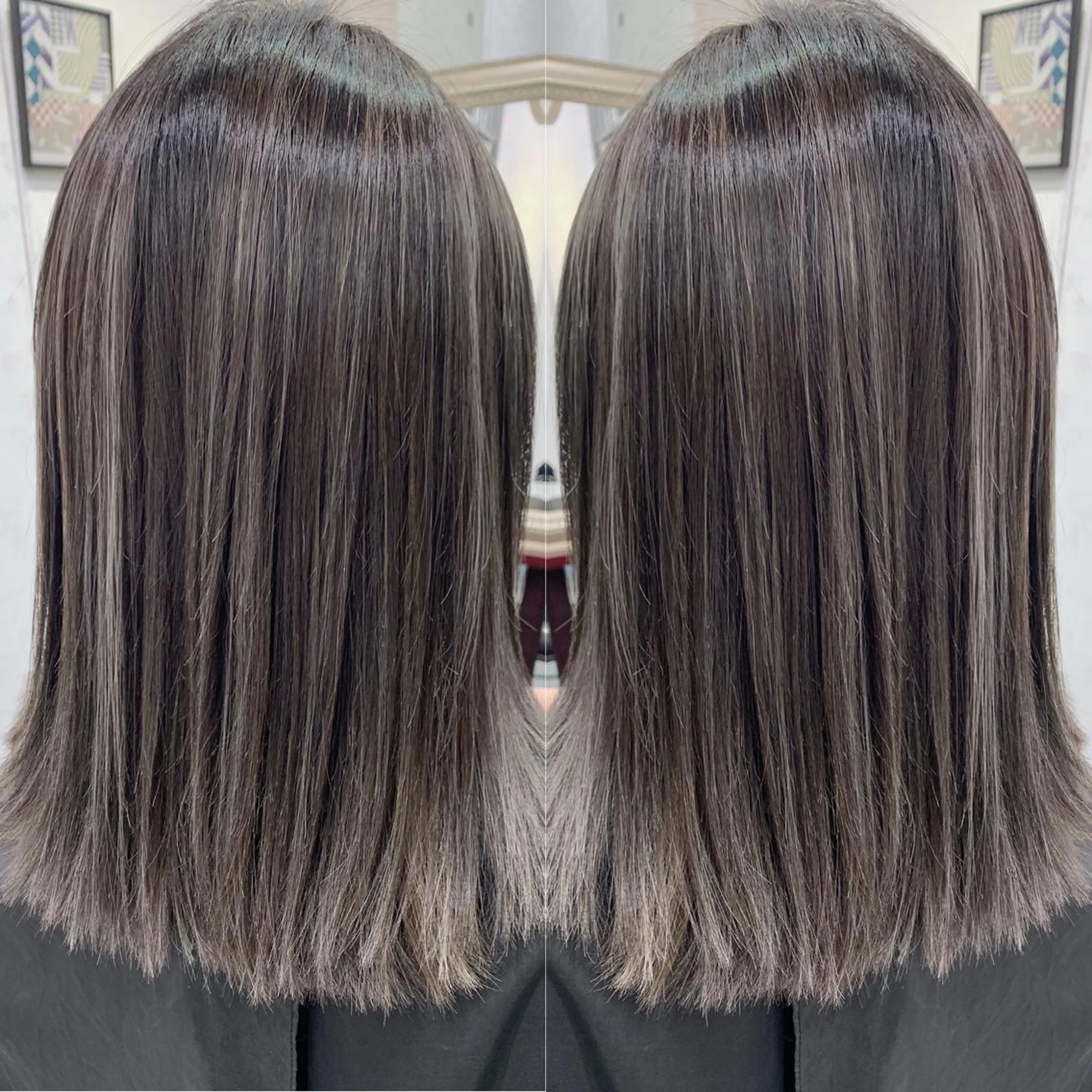 ミディアム ヘアアレンジ ハイライト ヘアカラー トリートメント BANK'S hair所属・縮毛矯正 髪質改善寺坂雄飛💐のヘアスタイル