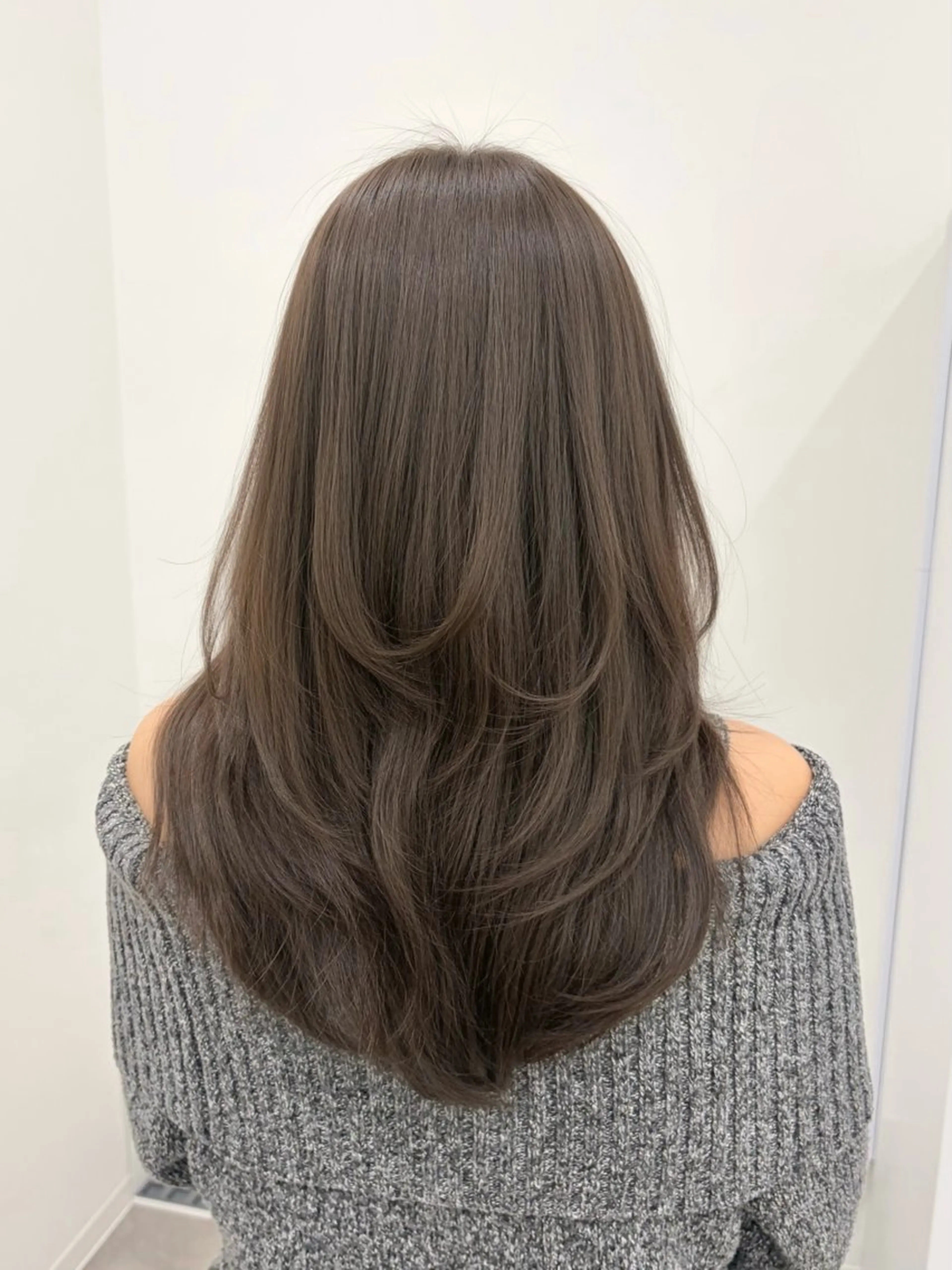 ロング カラー 透明感カラー レイヤーカット カット ヘアカラー トリートメント タッセルボブ/韓国 レイヤー/髪質改善のヘアスタイル