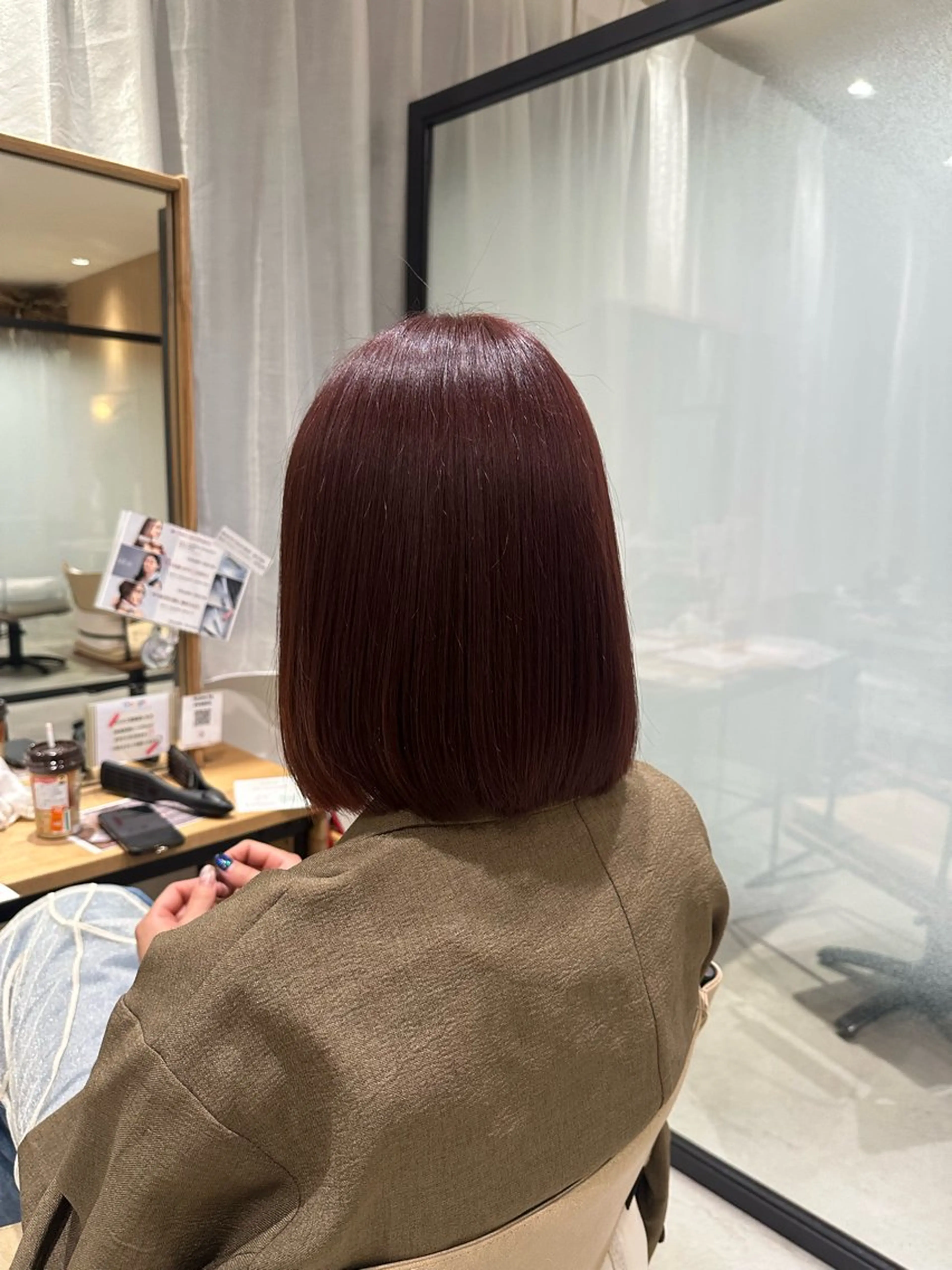 カラー ブラウンカラー ピンクカラー 髪質改善 中野 はるるのヘアスタイル