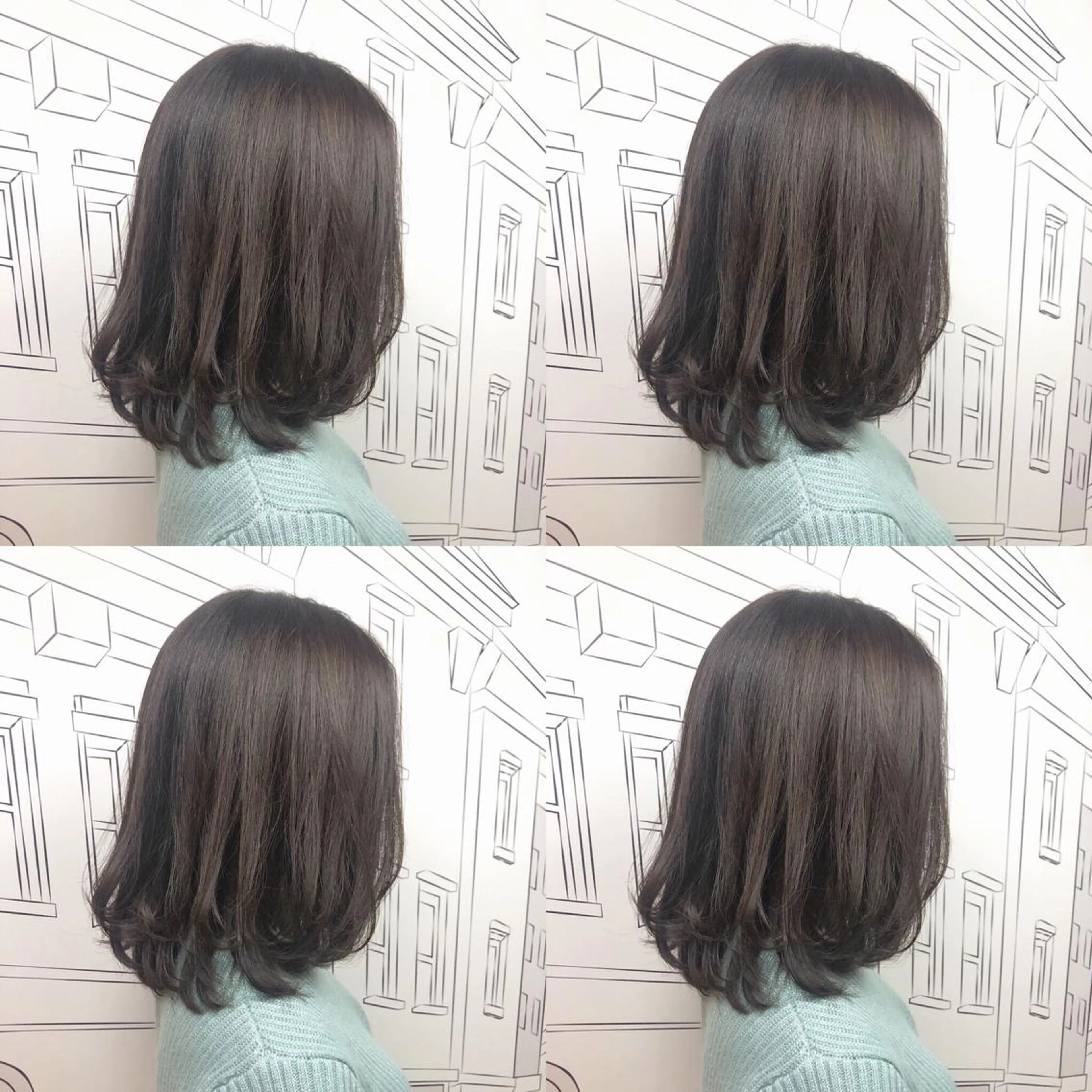 ミディアム カラー アッシュ アッシュグレー TOMOKA 艶髪/透明感カラーのヘアスタイル