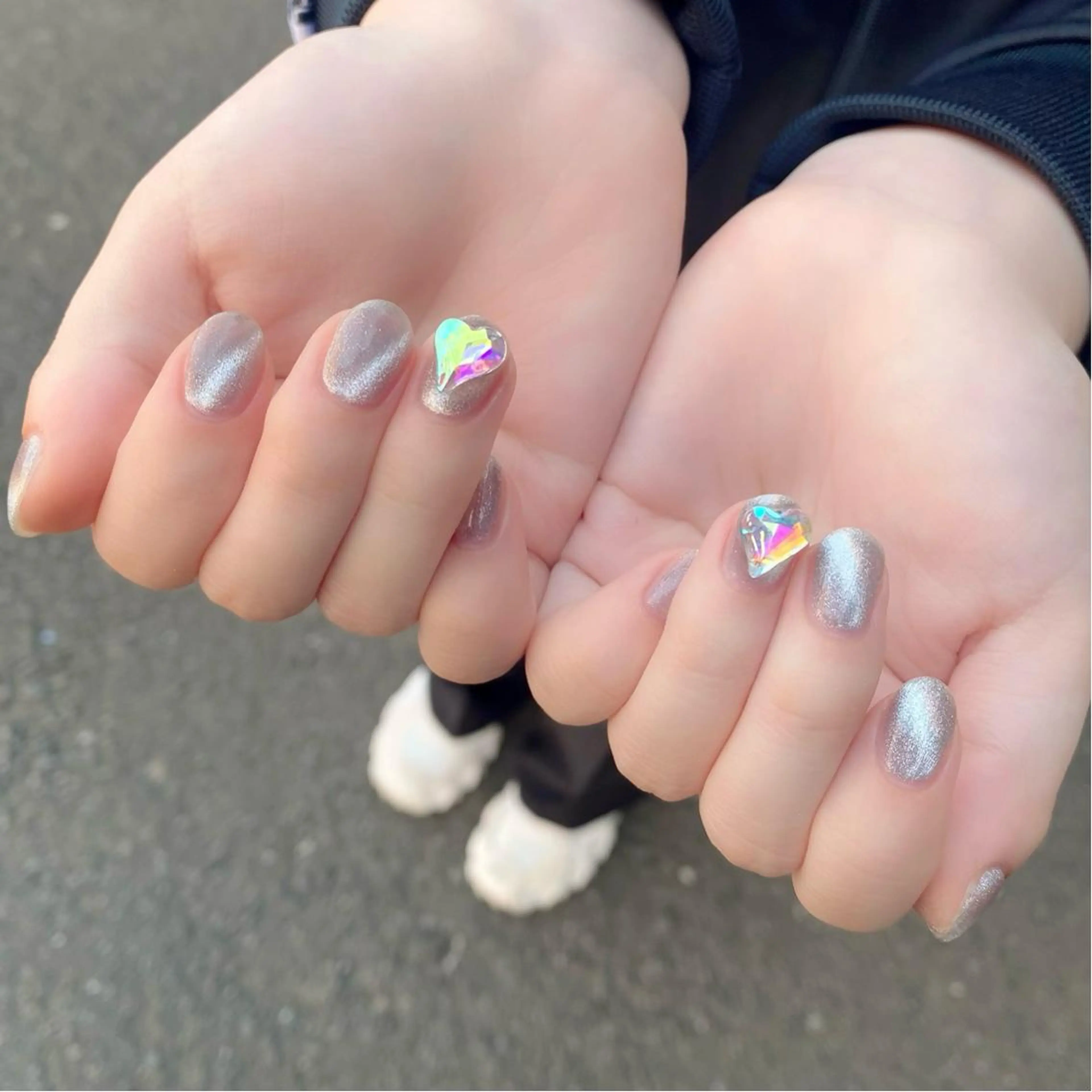 ネイル 入学式 卒業式 ハート マグネットネイル 春ネイル Salon Ｋのネイルデザイン