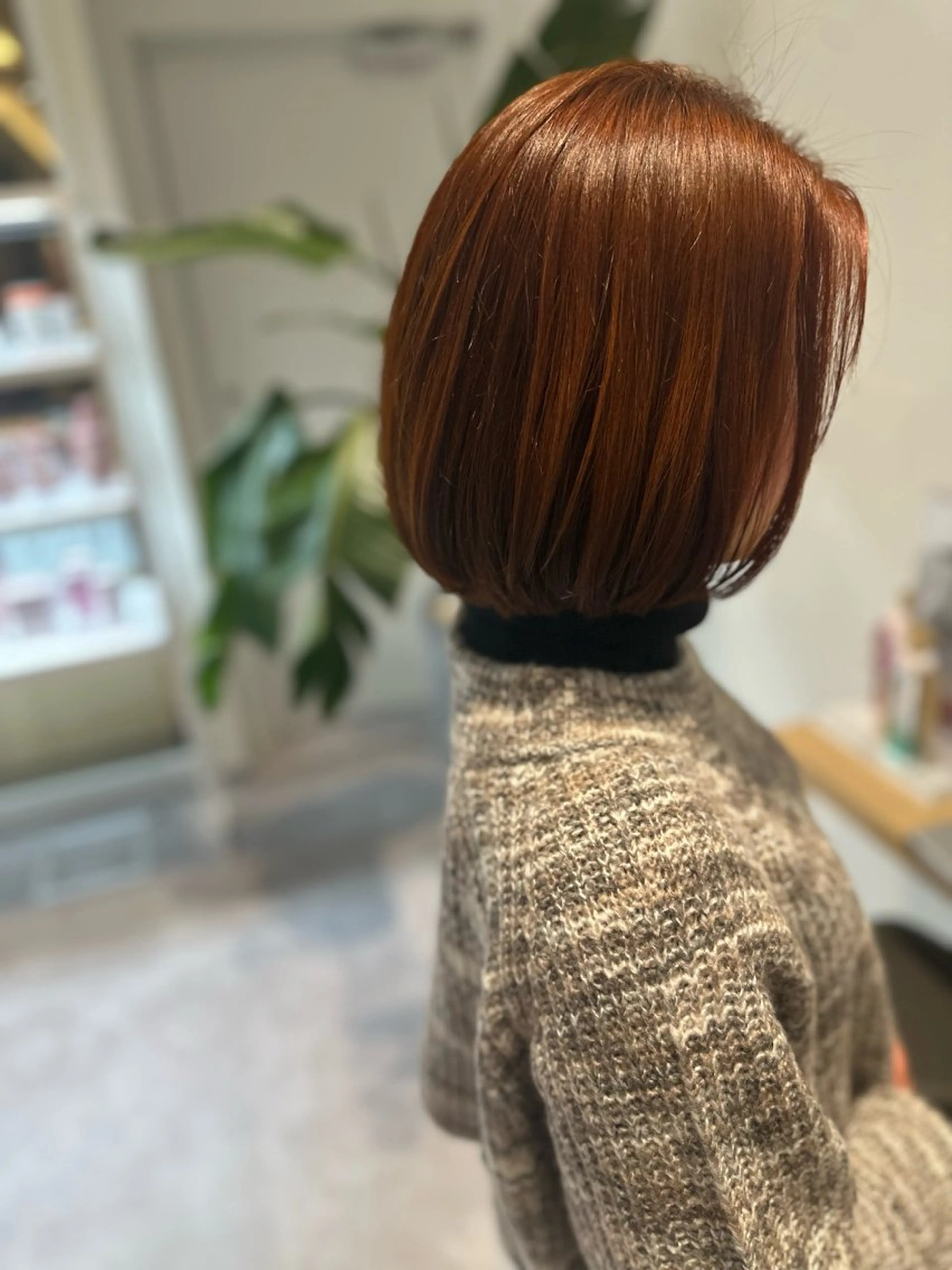 ミディアム カラー ブラウンカラー オレンジ オレンジブラウン 癖毛改善縮毛矯正 /中山なかやまのヘアスタイル