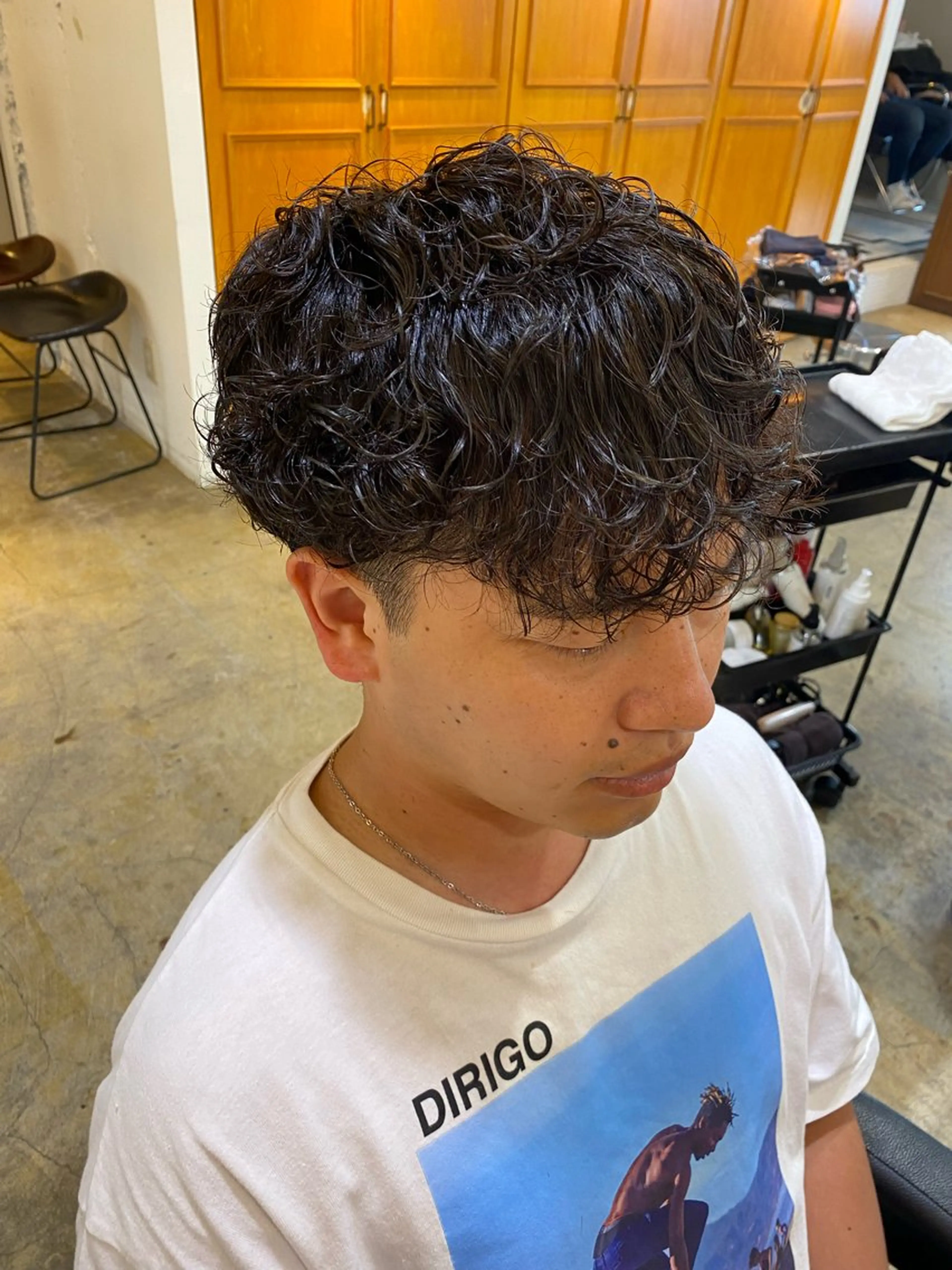 ショート パーマ メンズ メンズパーマ プードルパーマ プードルパーマ レイヤーボブ/ 艶カラー/サナ🌼のヘアスタイル