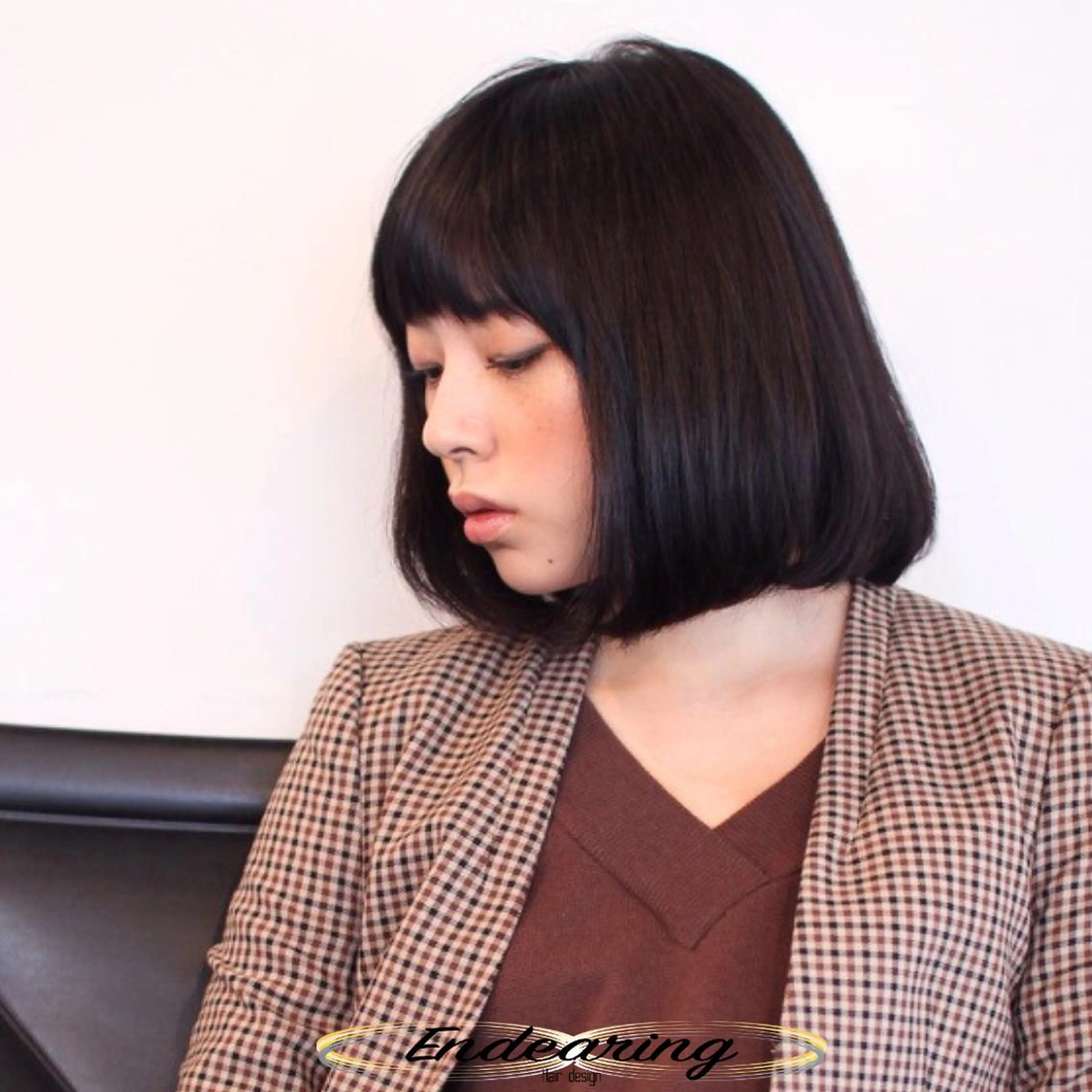 ショート 前下がりボブ ボブ レイヤーカット 似合わせカット ワイドバング カット ヘアカラー Endearing 銀座/レイヤーカットのヘアスタイル