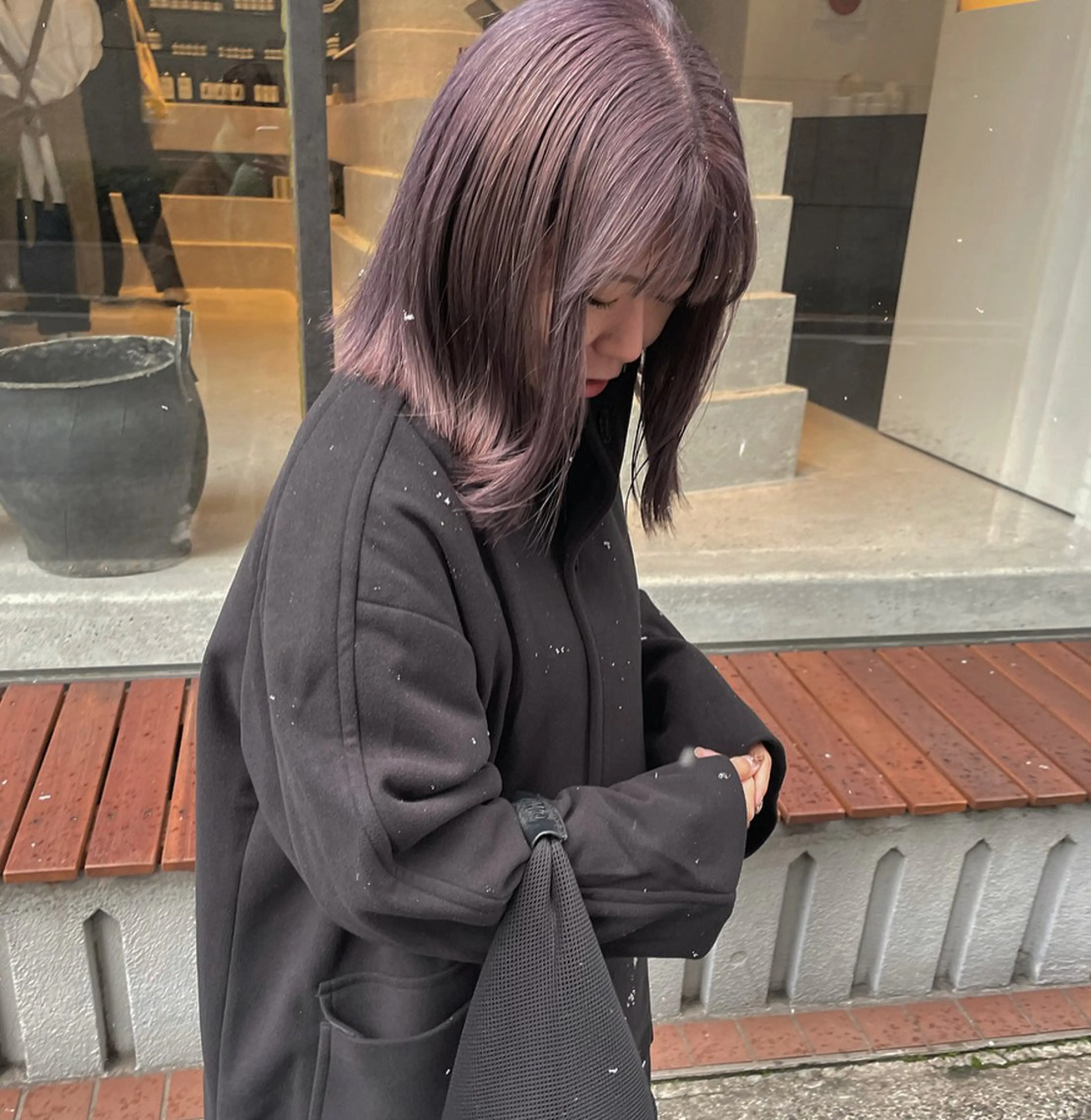 ミディアム カラー 透明感カラー ダブルカラー ラベンダーカラー sherry/R 三川町　川口真里奈のヘアスタイル