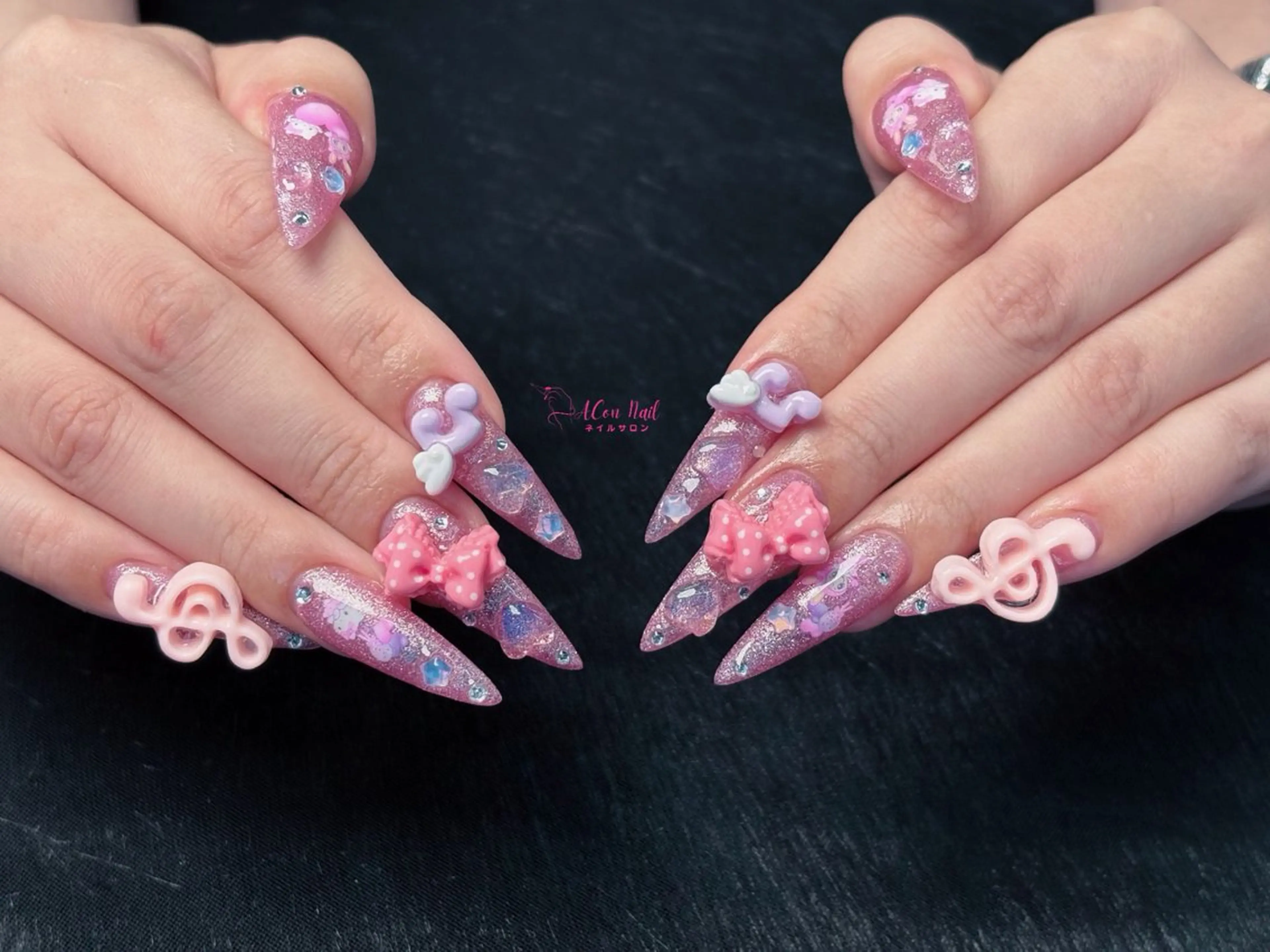 ネイル 桜ネイル 長さ出し フラワーネイル フレンチネイル ジェルネイル ハンドネイル ACon NailSalonのネイルデザイン